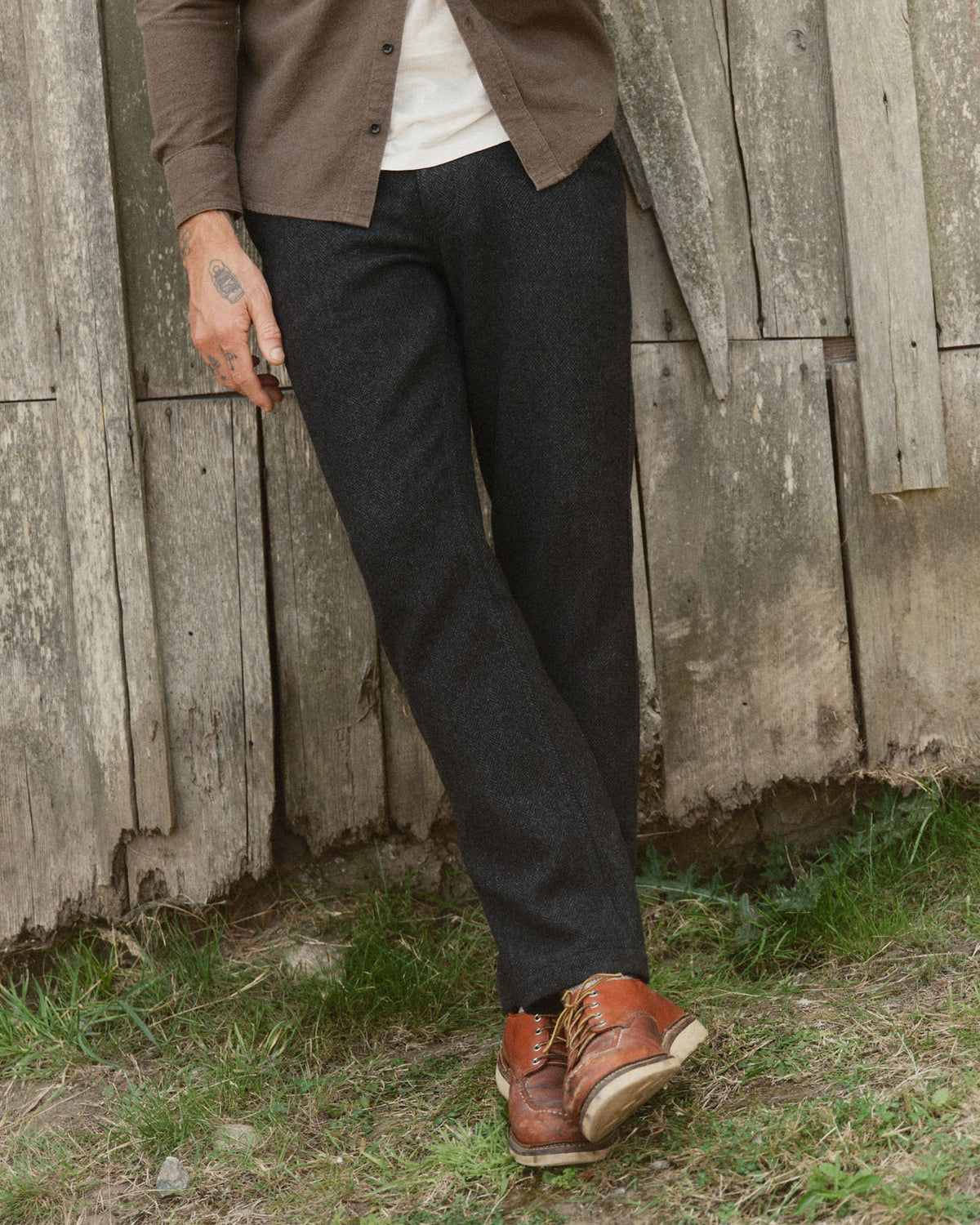 The Carnegie Pant - Coal Herringbone Wool