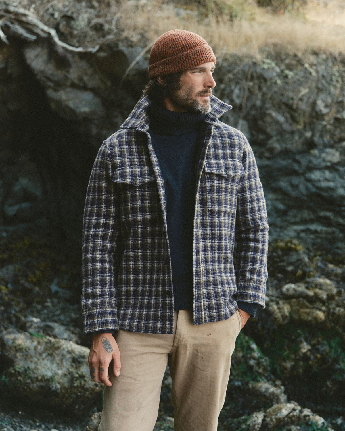 The Maritime Shirt Jacket - Navy Shadow Plaid Wool