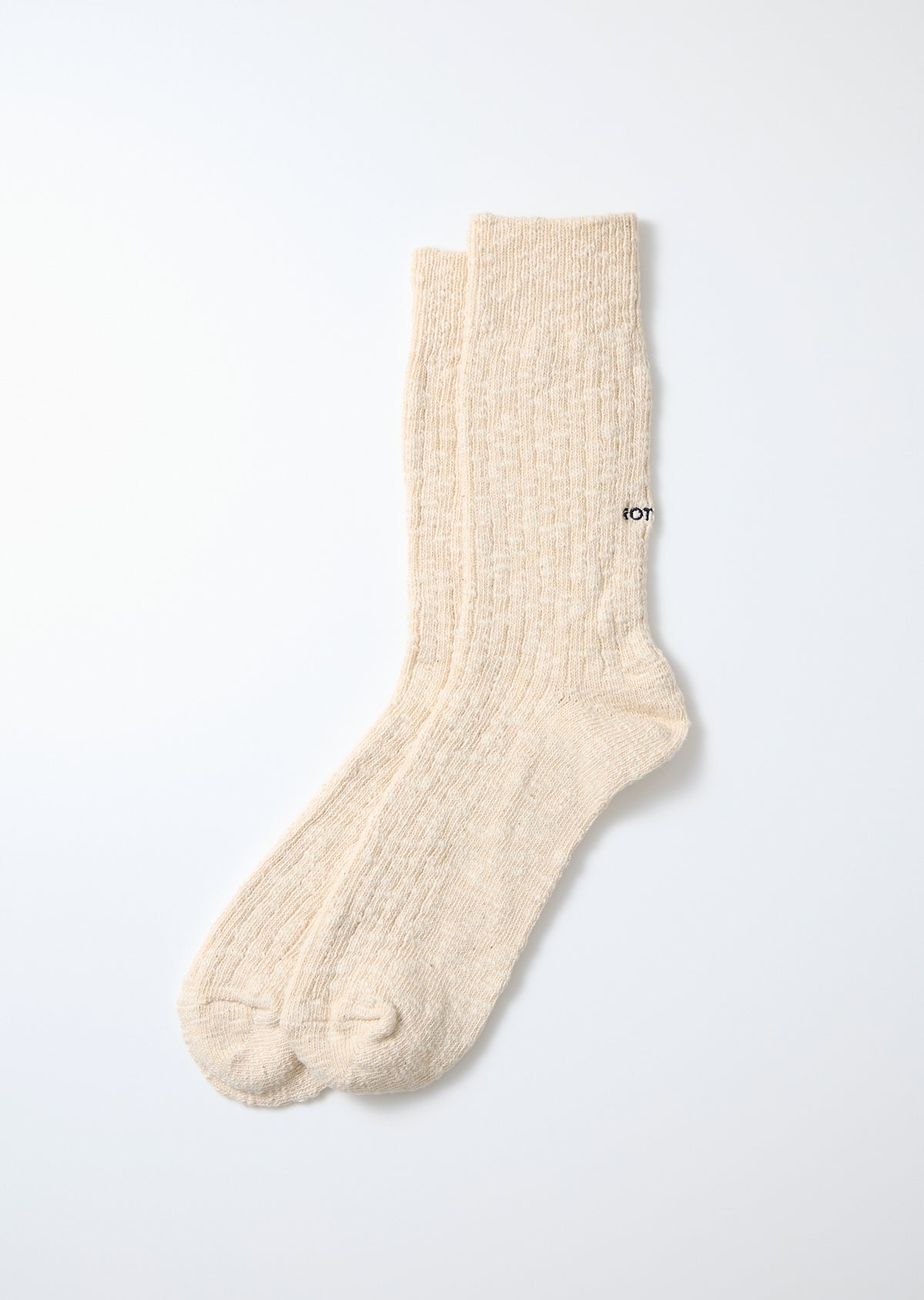 Organic Cotton Slub Crew Socks - Ecru