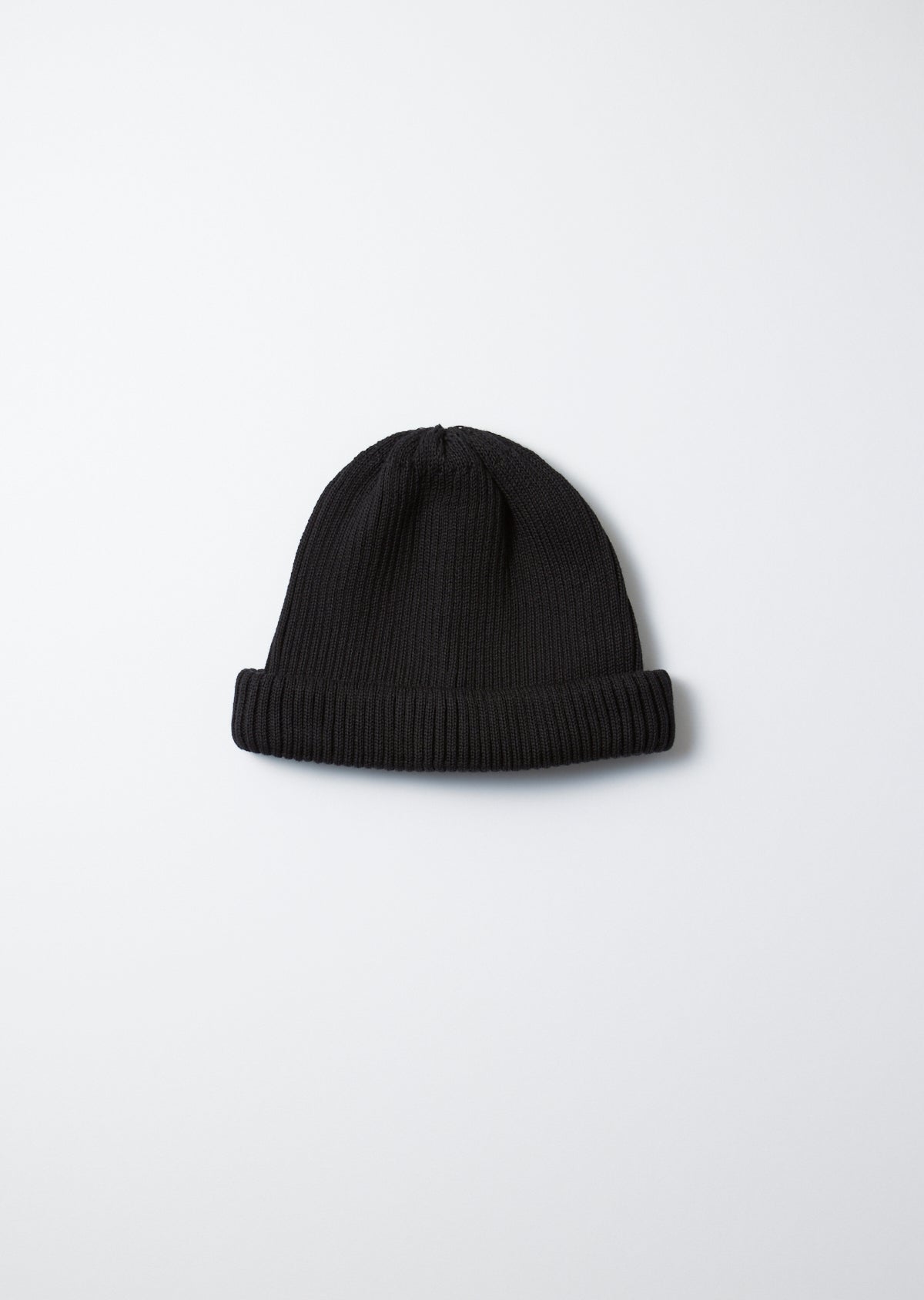 Cotton Roll Up Beanie - Black