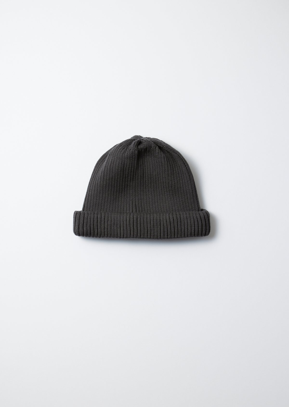 Cotton Roll Up Beanie - Dark Gray