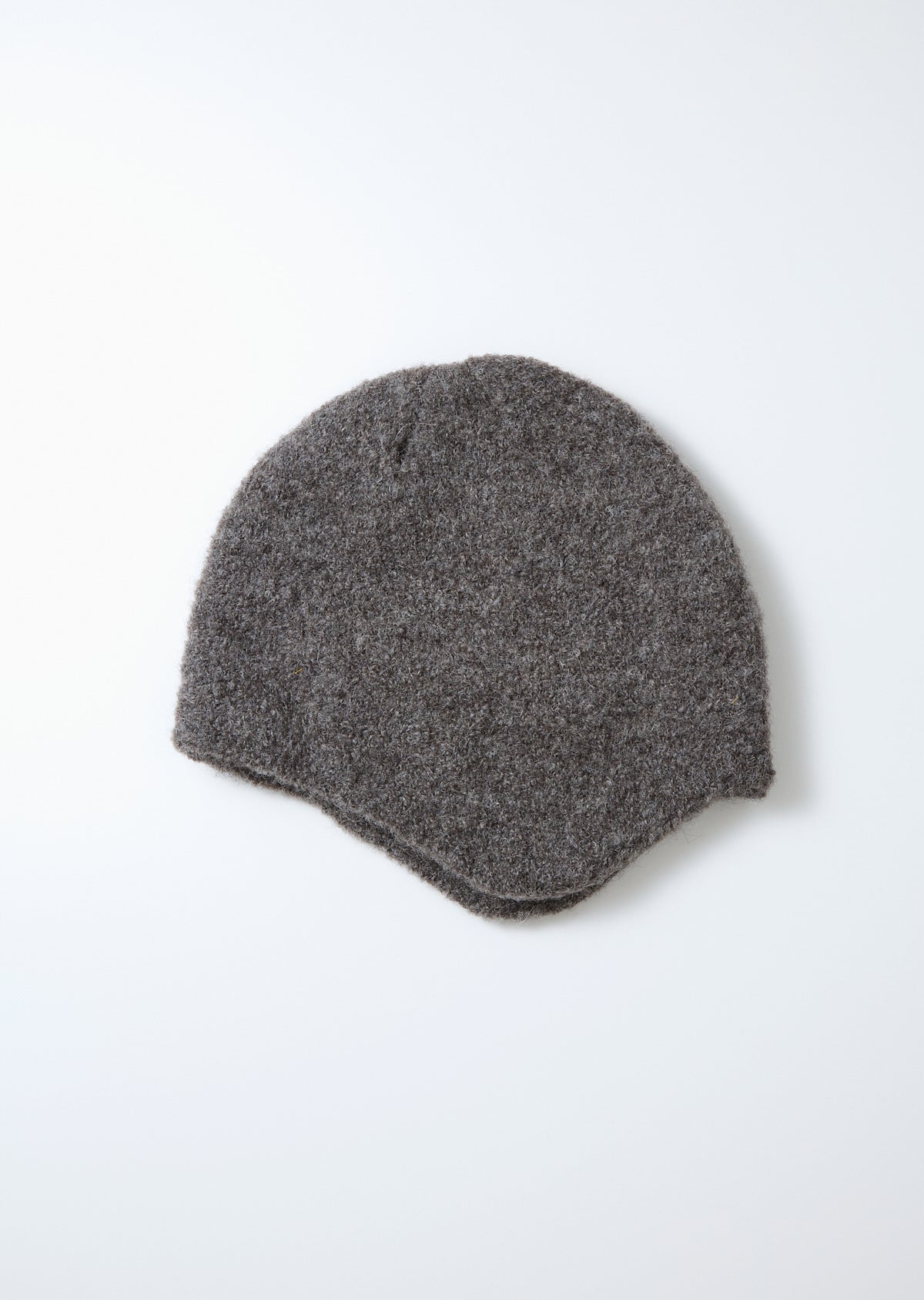 Alpaca Boucle Ear Flap Beanie - Dark Gray