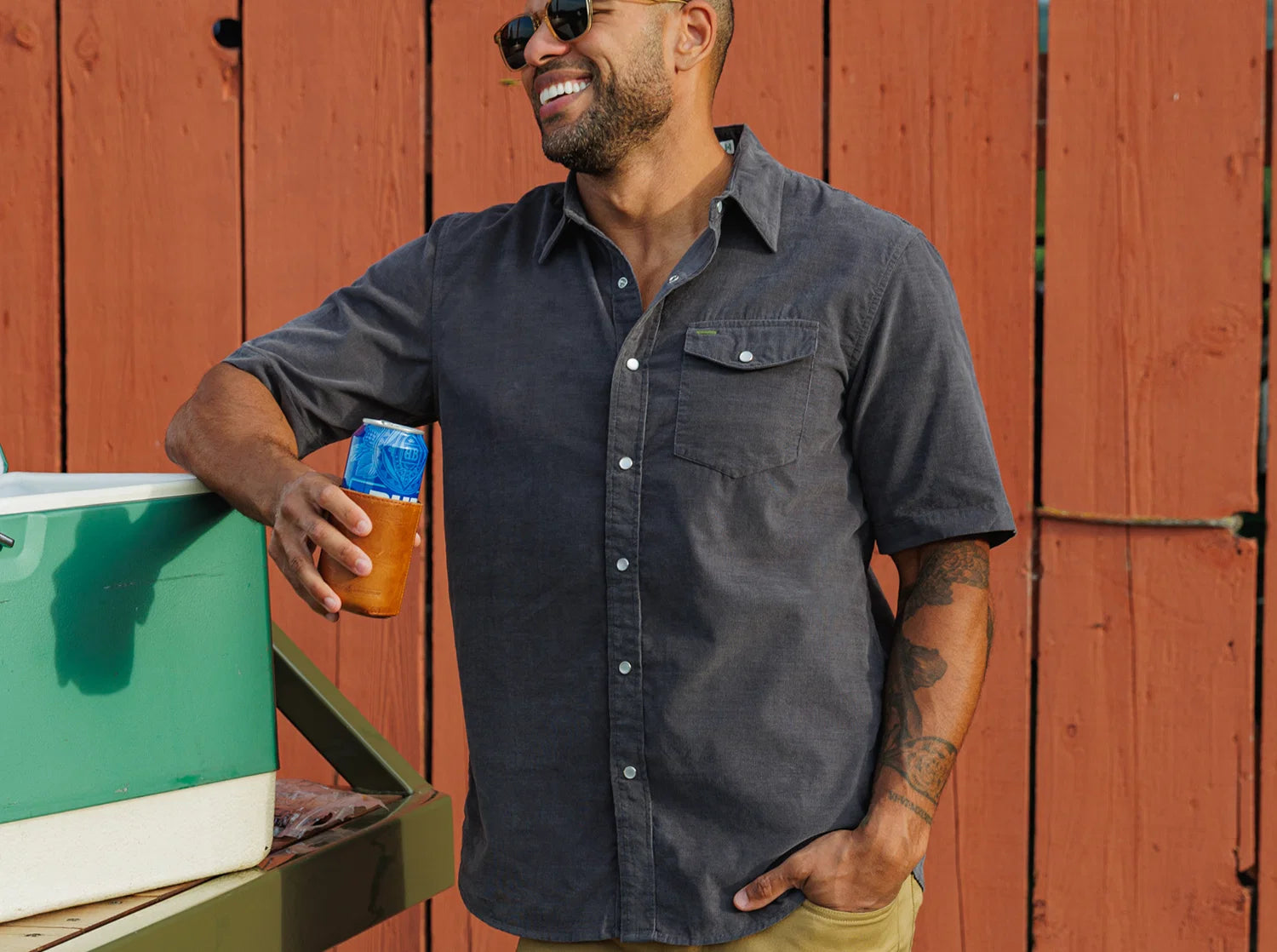 Short Sleeve Corduroy Pearl Snap - Iron Horse