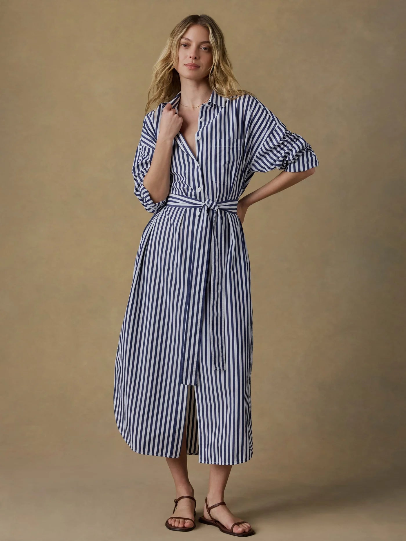 Coastal Poplin Rio Shirtdress - Seaside Stripe