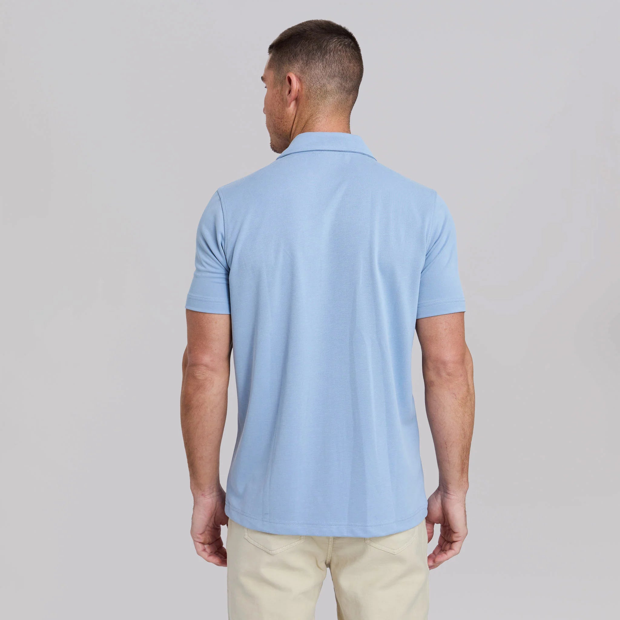 The Brody - Double Knit SS Cabana Shirt - Sky Blue