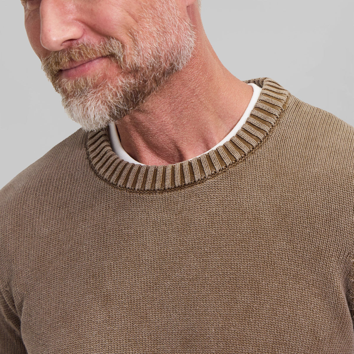 The Arthur - Acid Wash Crew Neck Sweater - Cafe