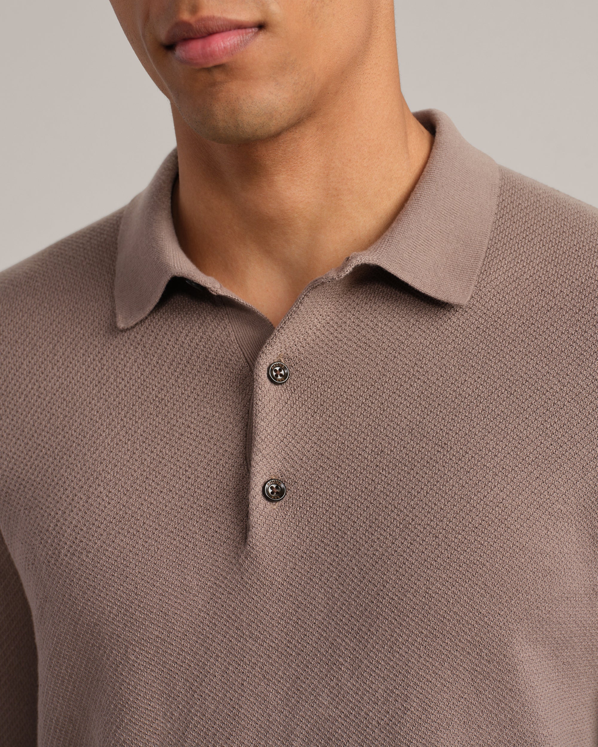 Resolve Pique Long Sleeve Sweater Polo - Foggy Taupe