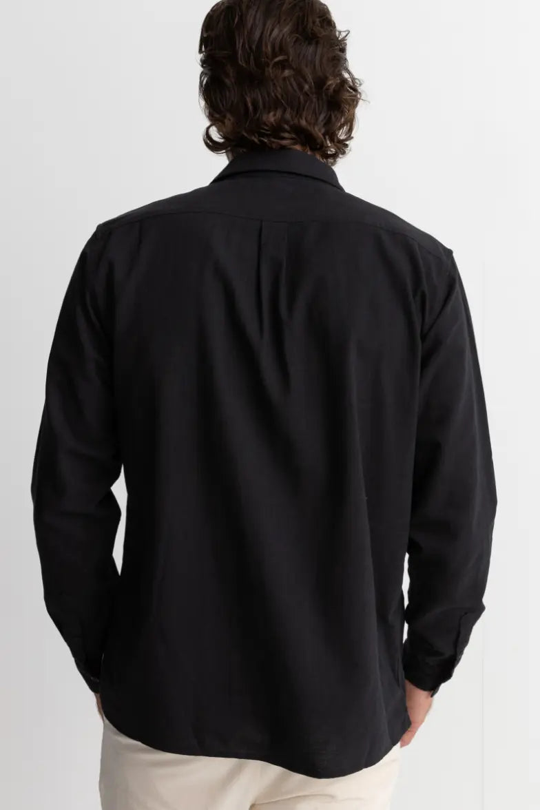 Classic Linen Long Sleeve Shirt - Black