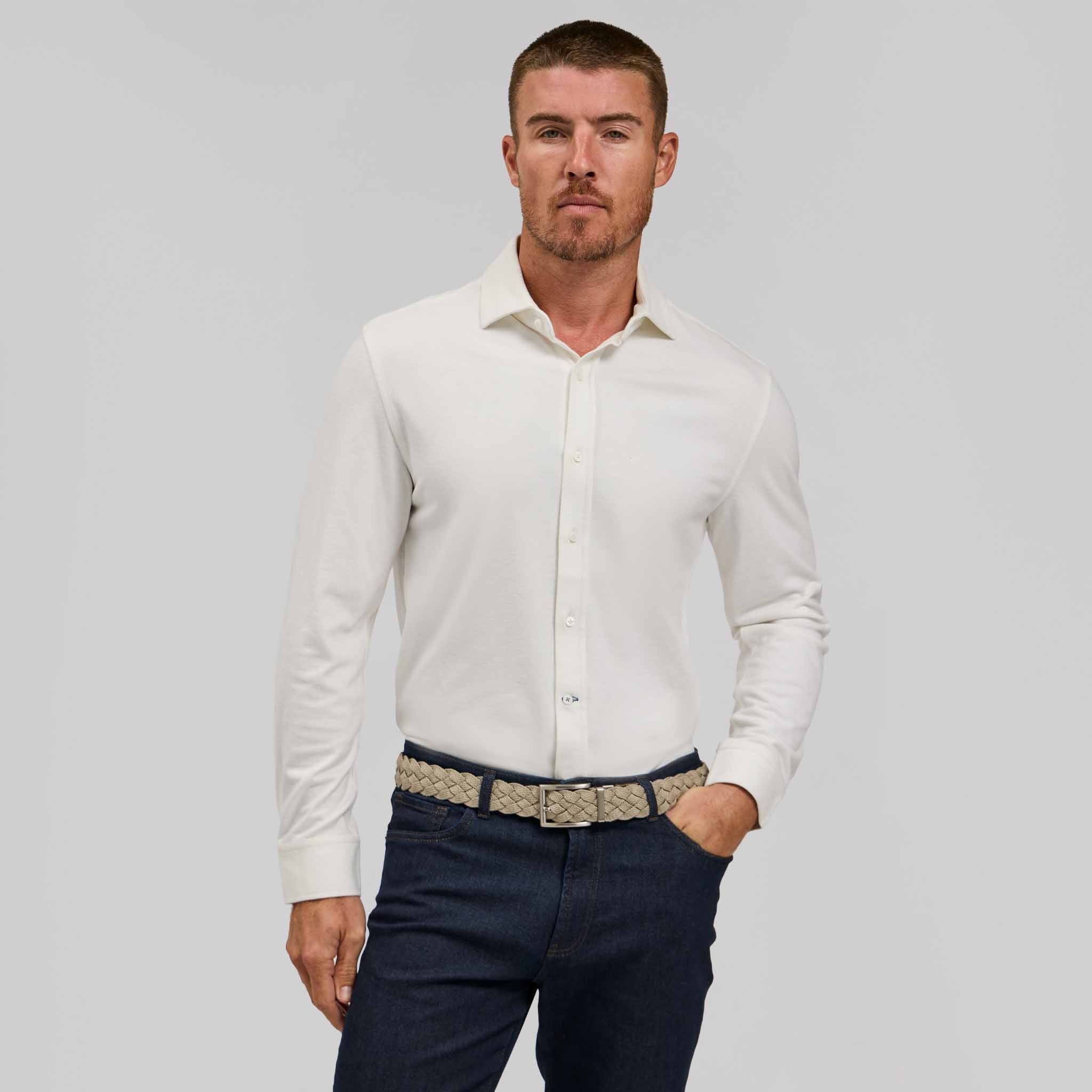 The Claude Heather Tech Button Down - White