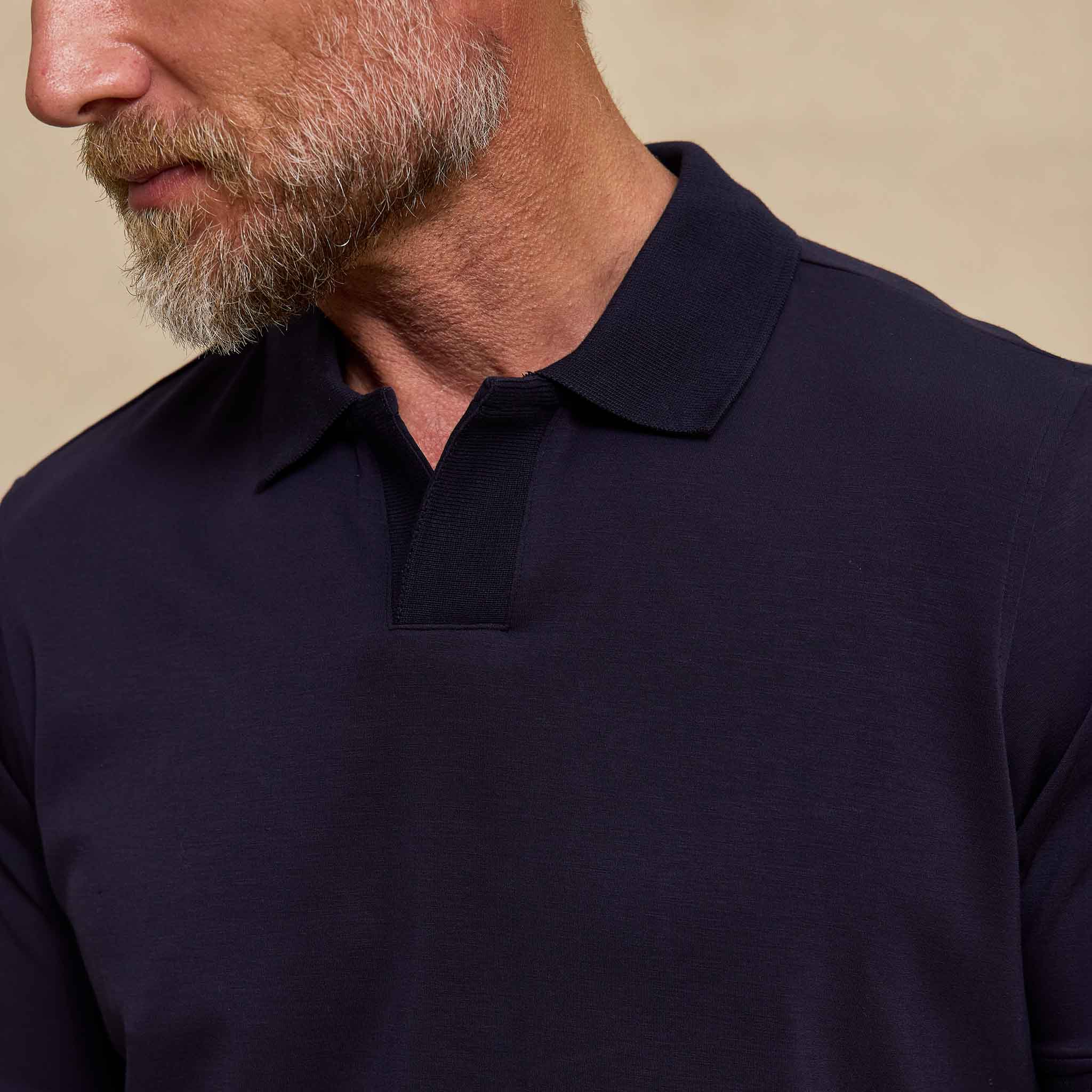 The Yates - Sand Washed Double Knit SS Polo - Navy