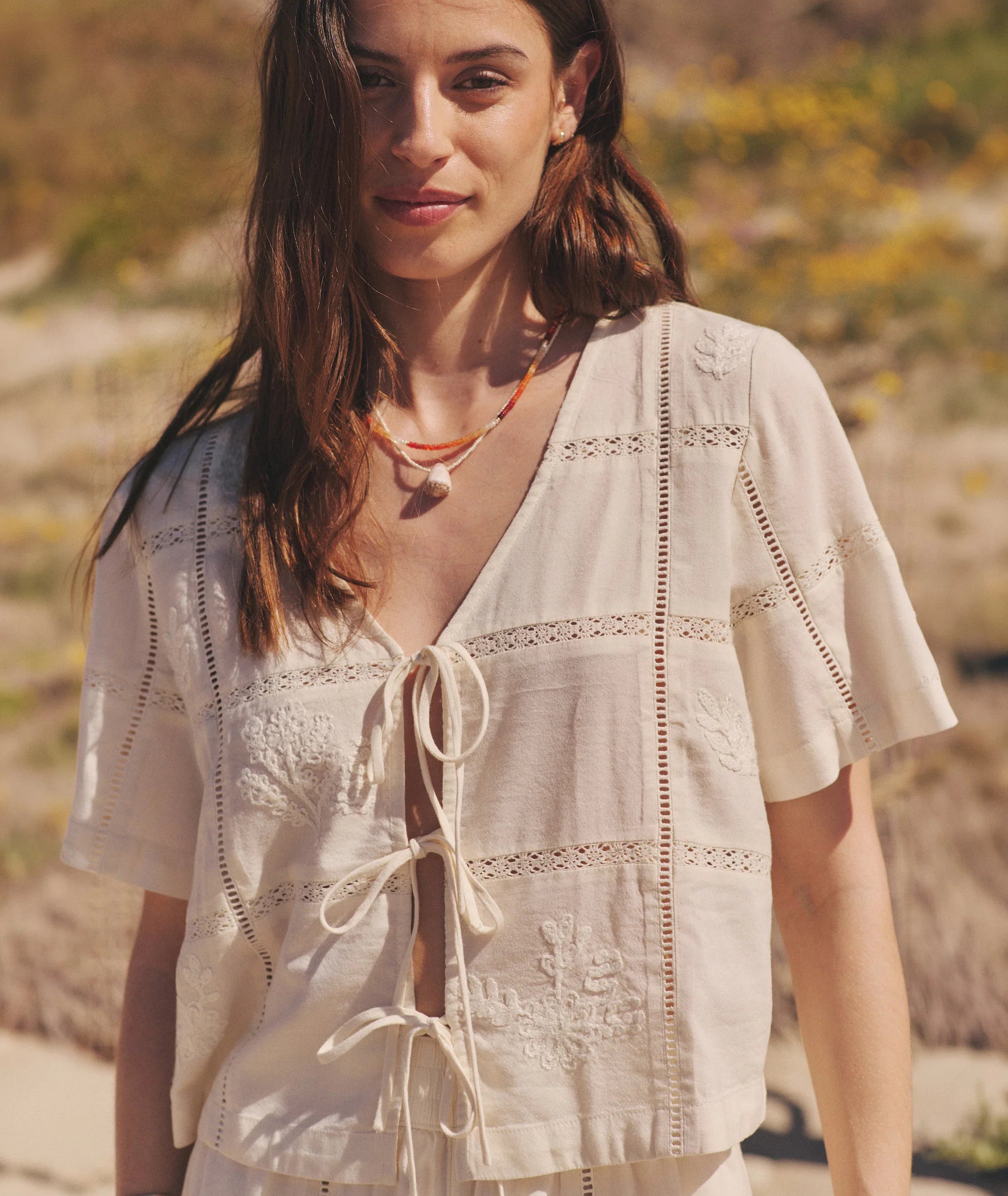 Marella Embroidered Top - Antique White