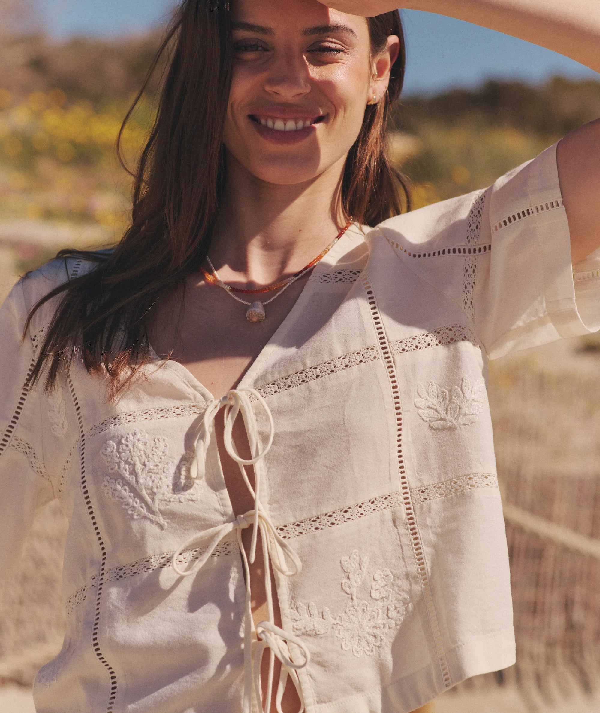 Marella Embroidered Top - Antique White