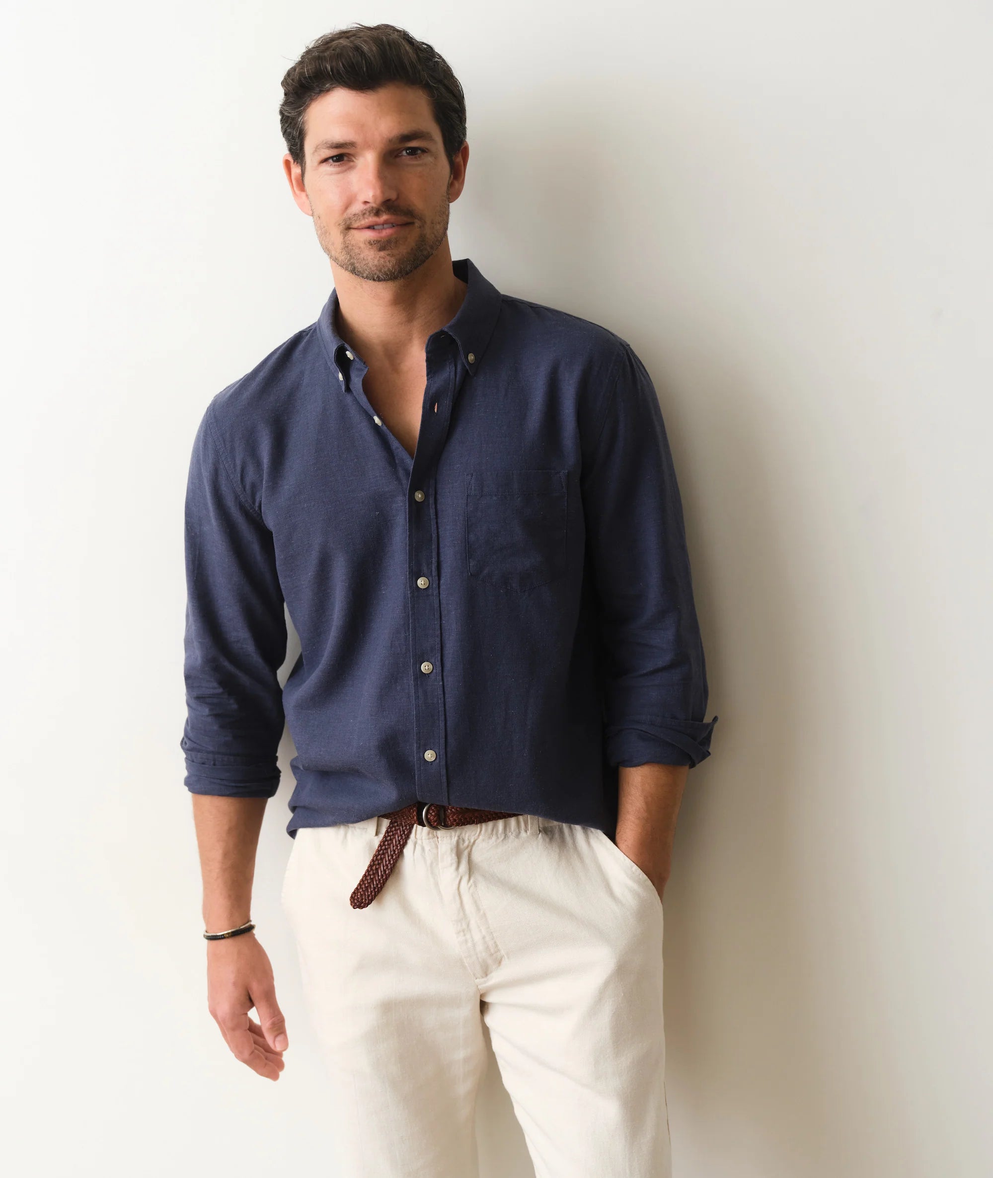Better-Than-Linen Long Sleeve Shirt - Navy