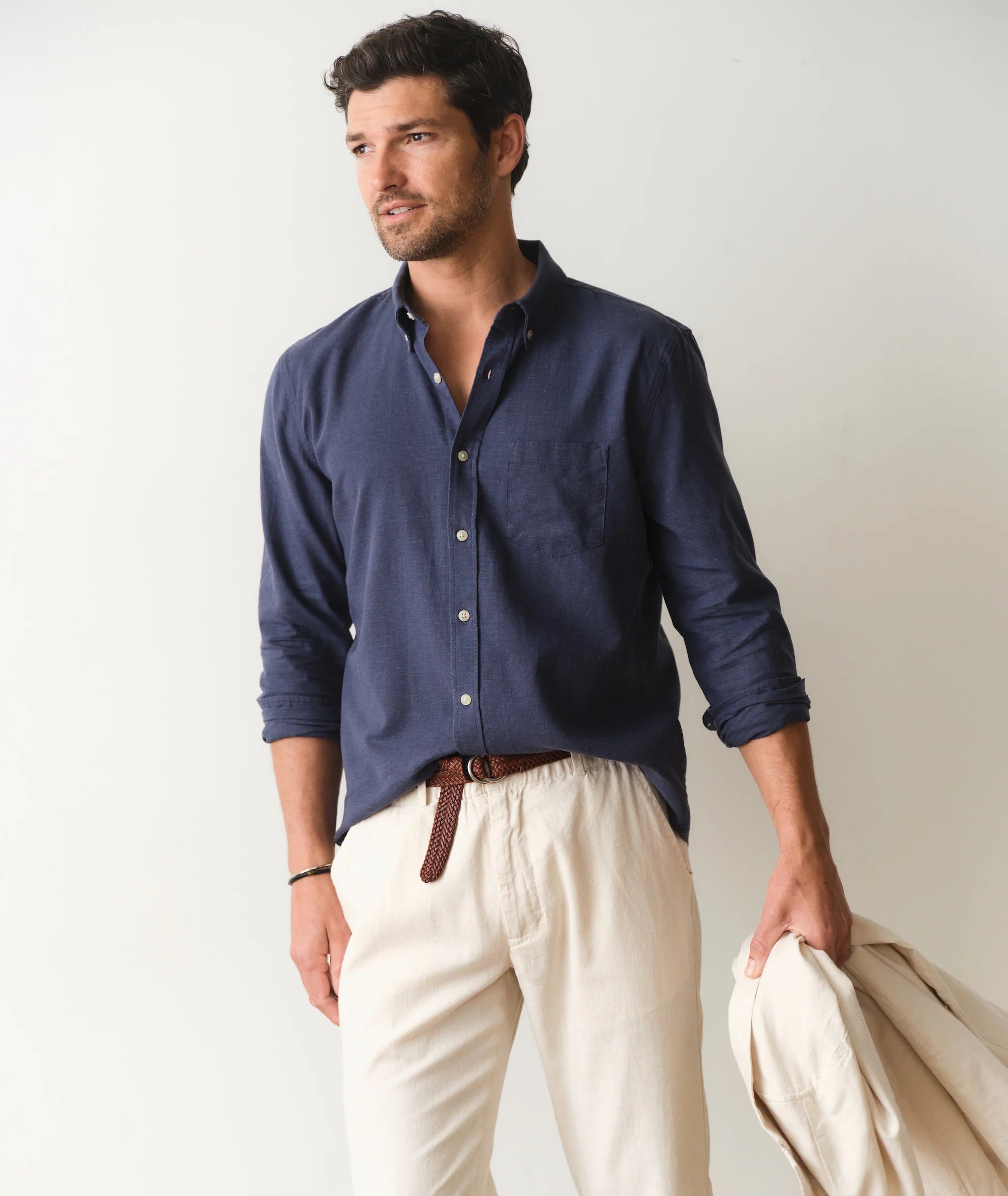 Better-Than-Linen Long Sleeve Shirt - Navy