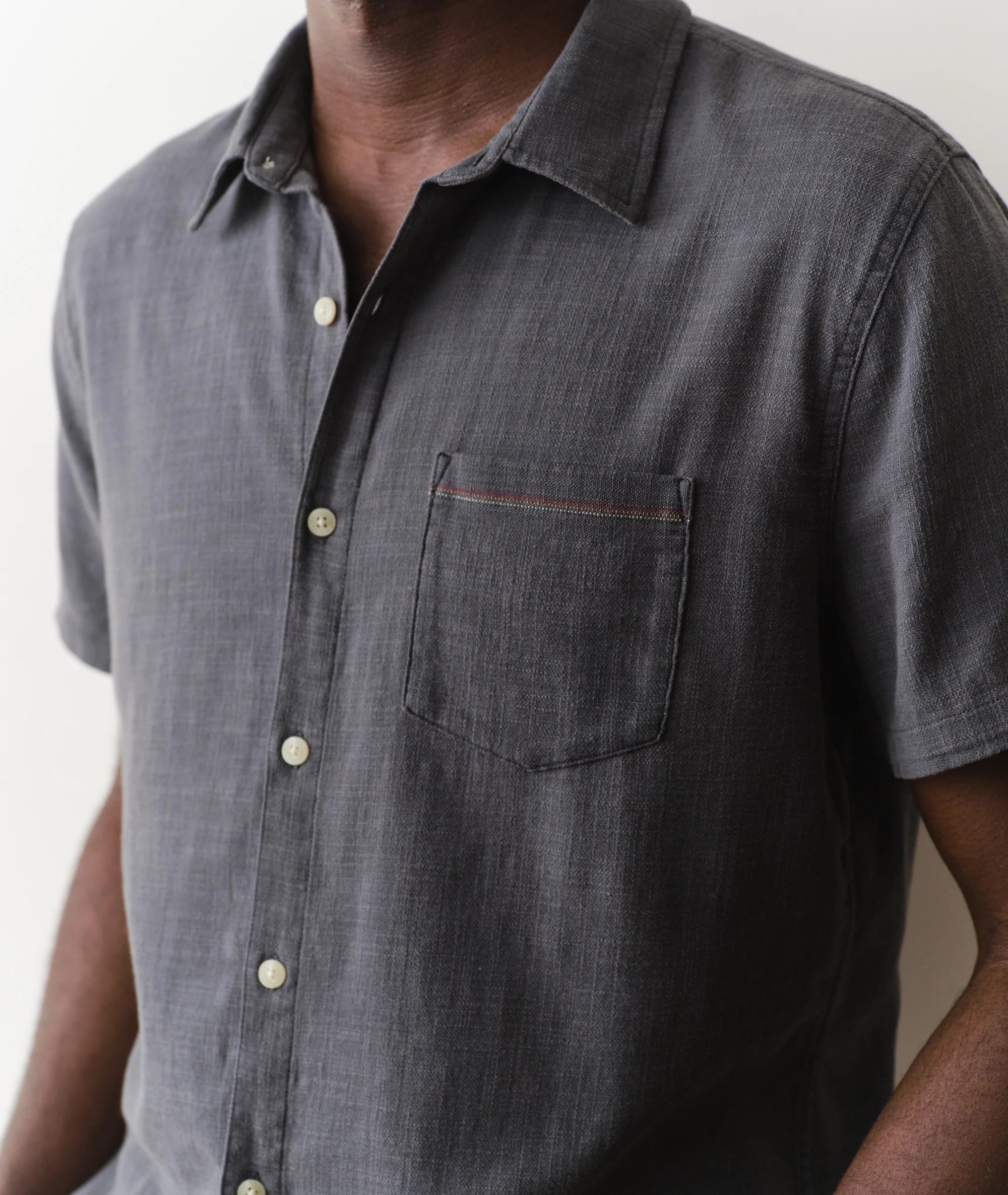 Stretch Selvage Short Sleeve Shirt - India Ink