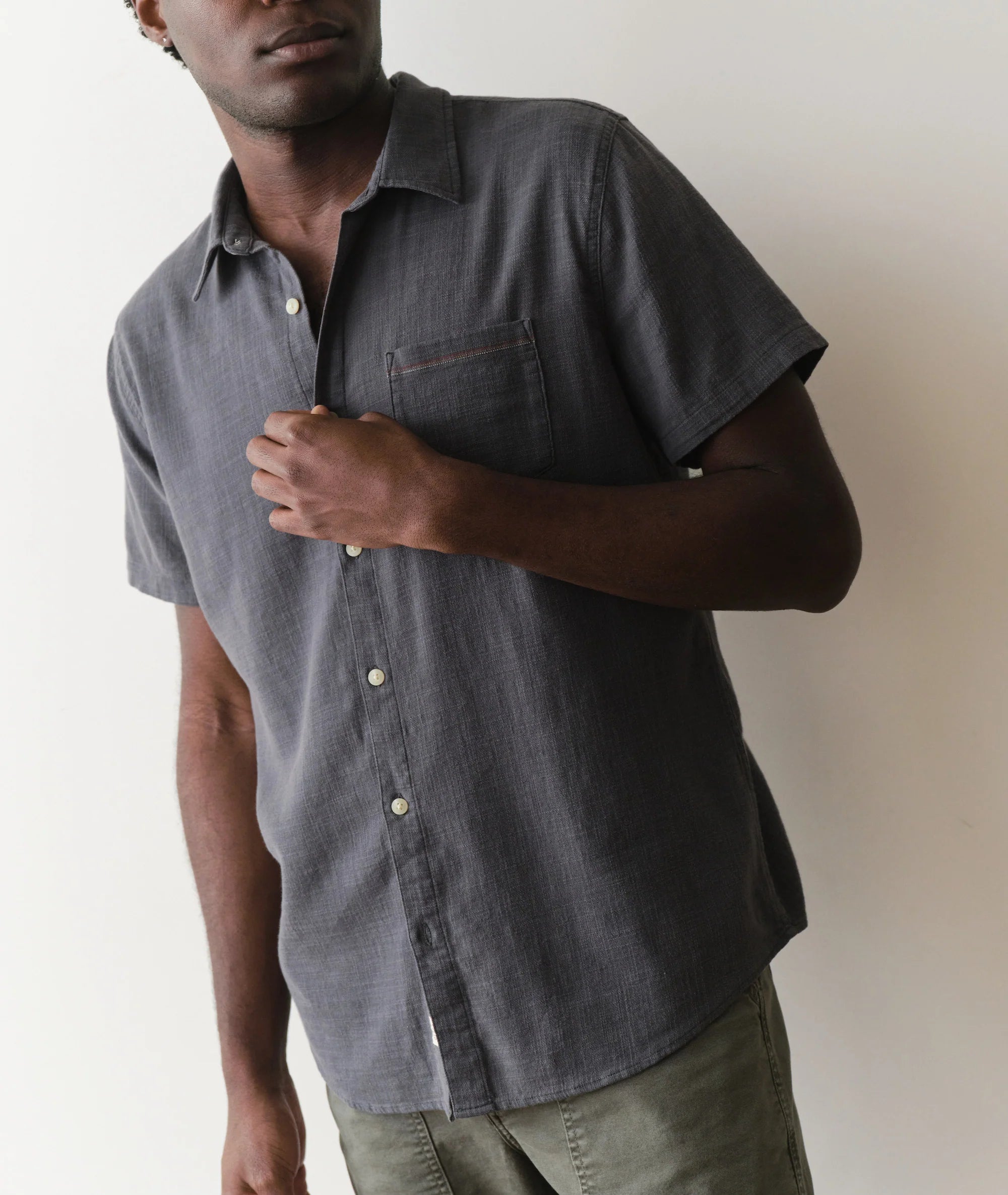 Stretch Selvage Short Sleeve Shirt - India Ink