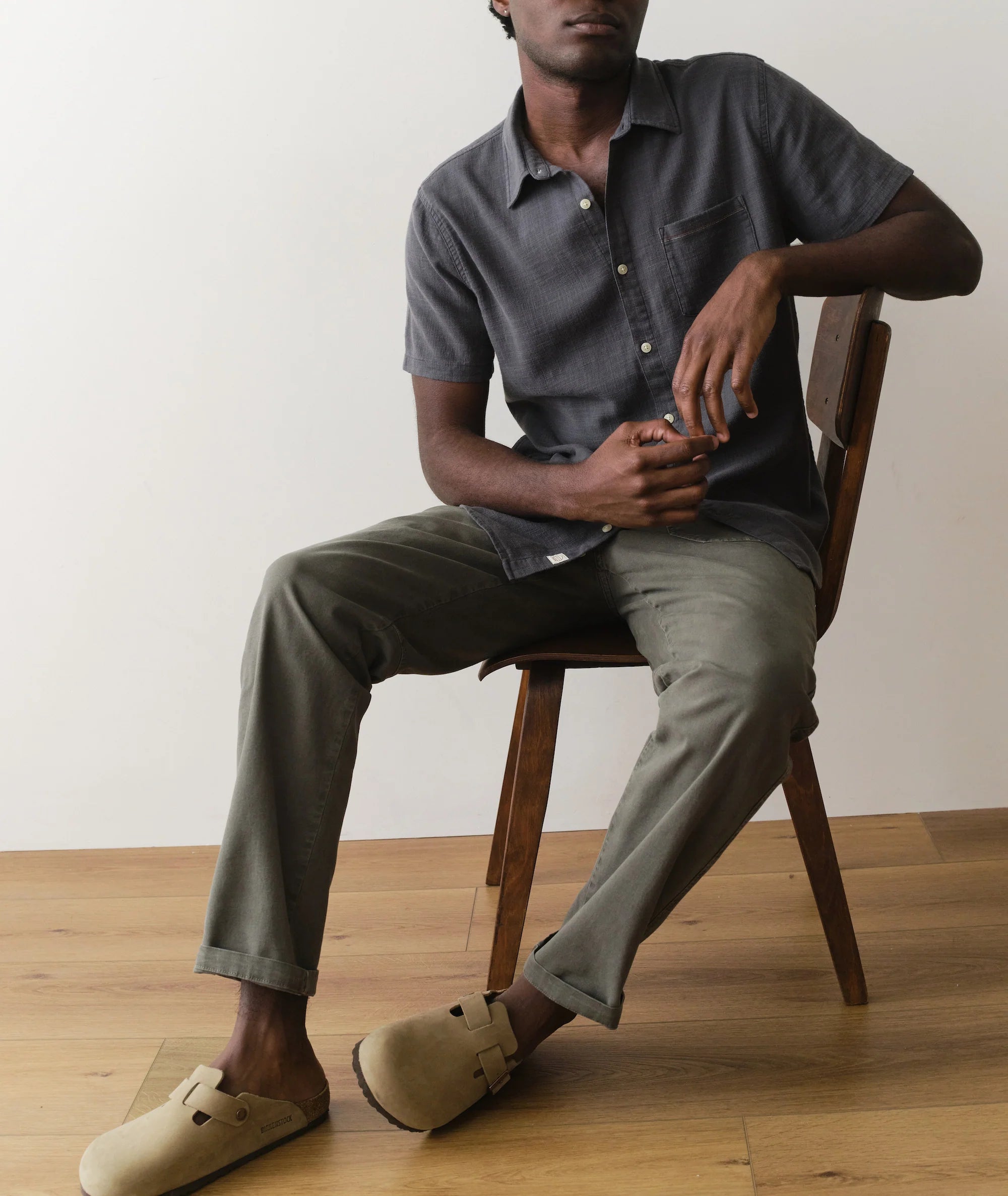 Stretch Selvage Short Sleeve Shirt - India Ink