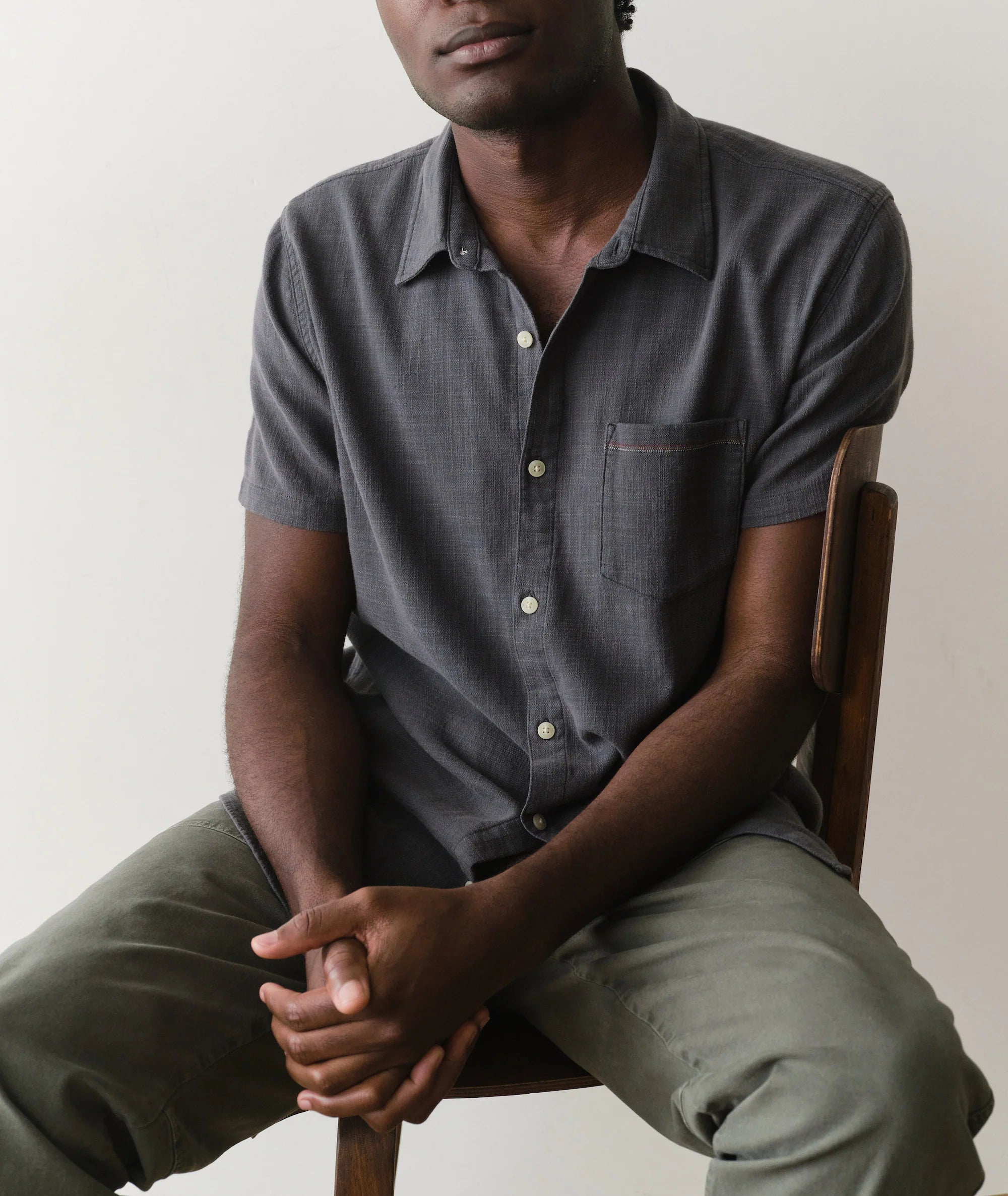Stretch Selvage Short Sleeve Shirt - India Ink
