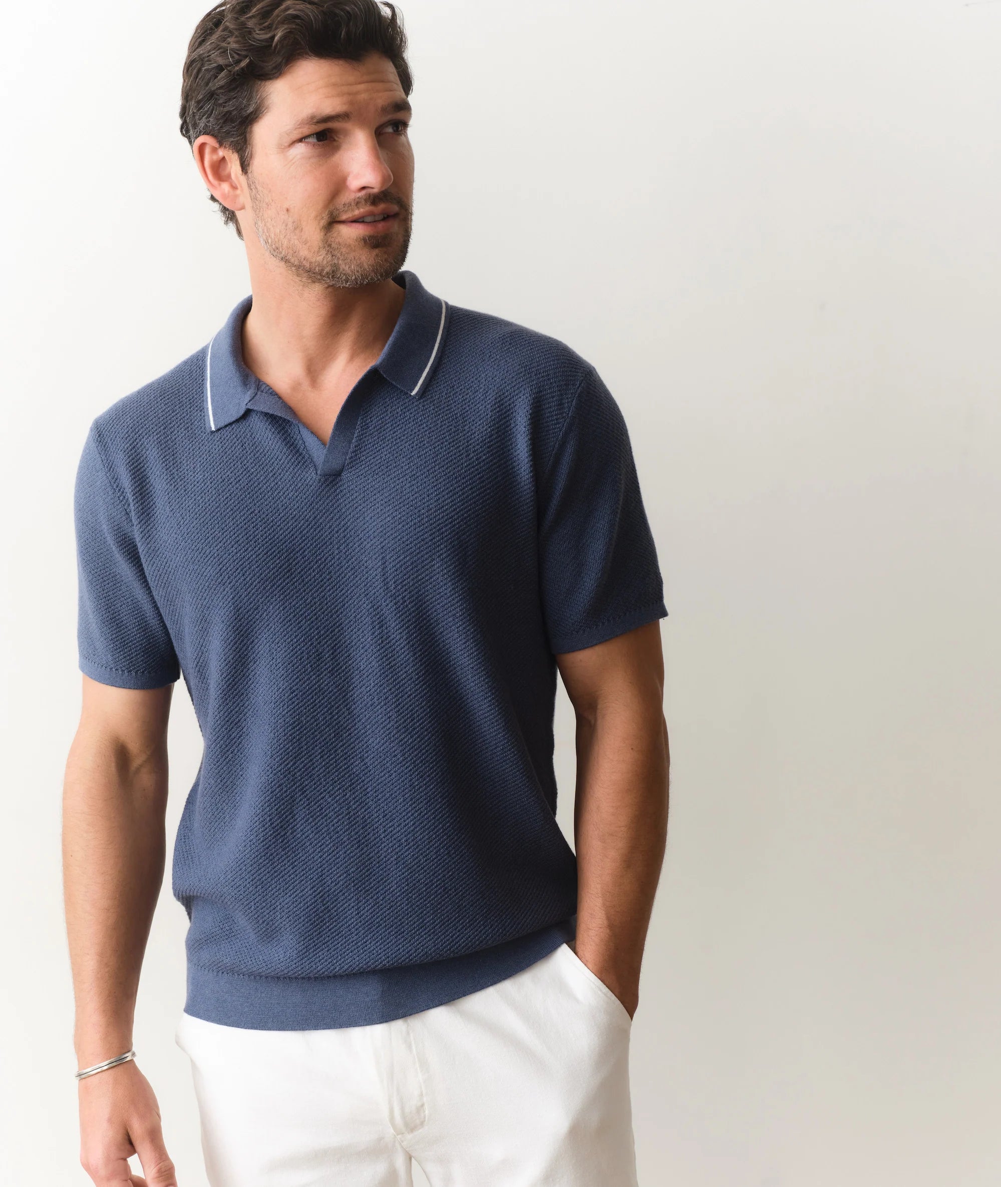 Greyson Sweater Polo - Vintage Indigo