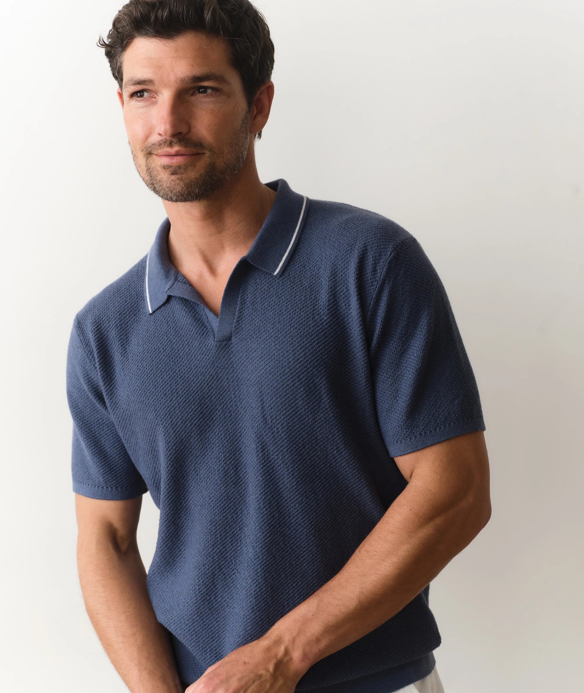 Greyson Sweater Polo - Vintage Indigo