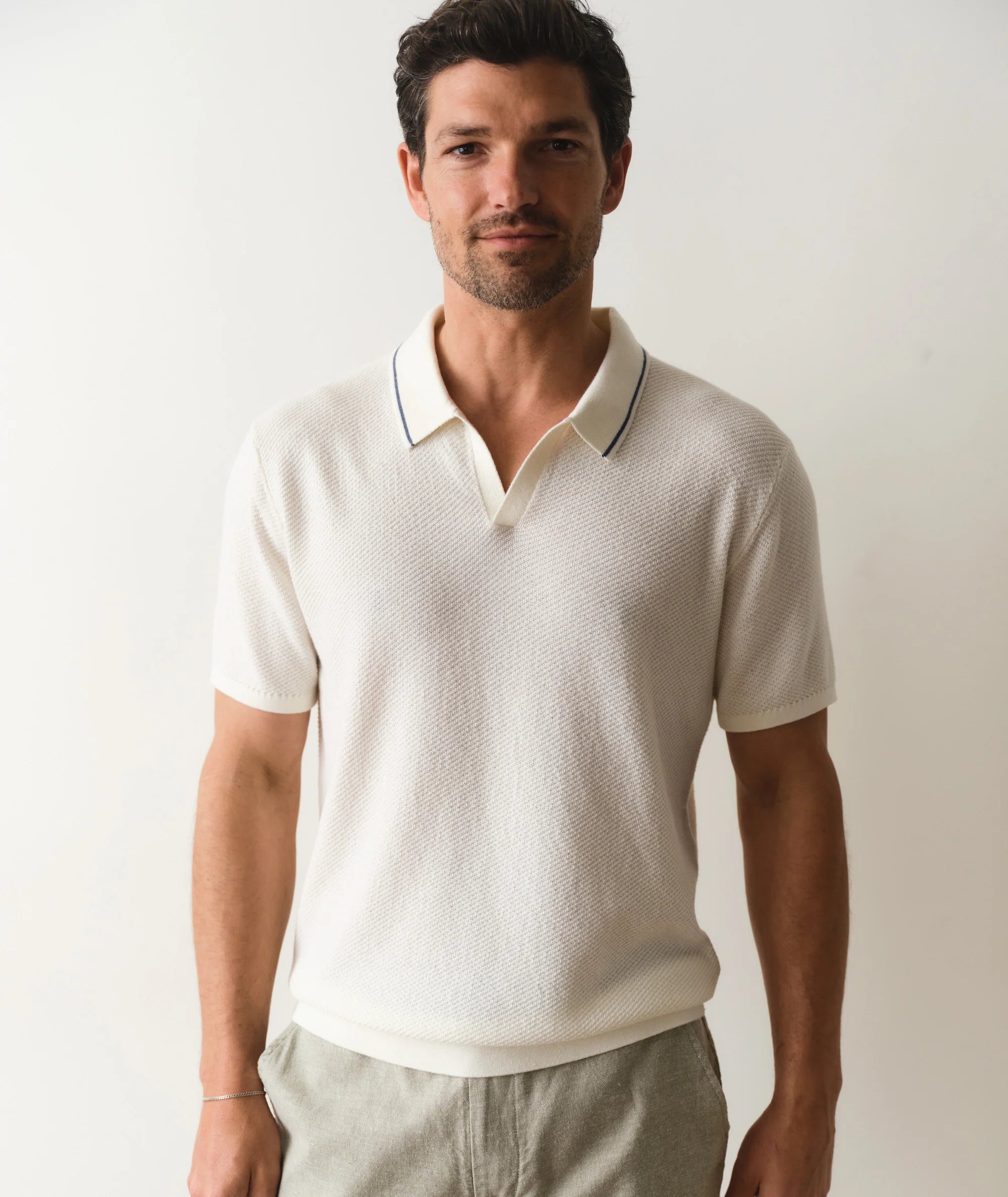 Greyson Sweater Polo - White