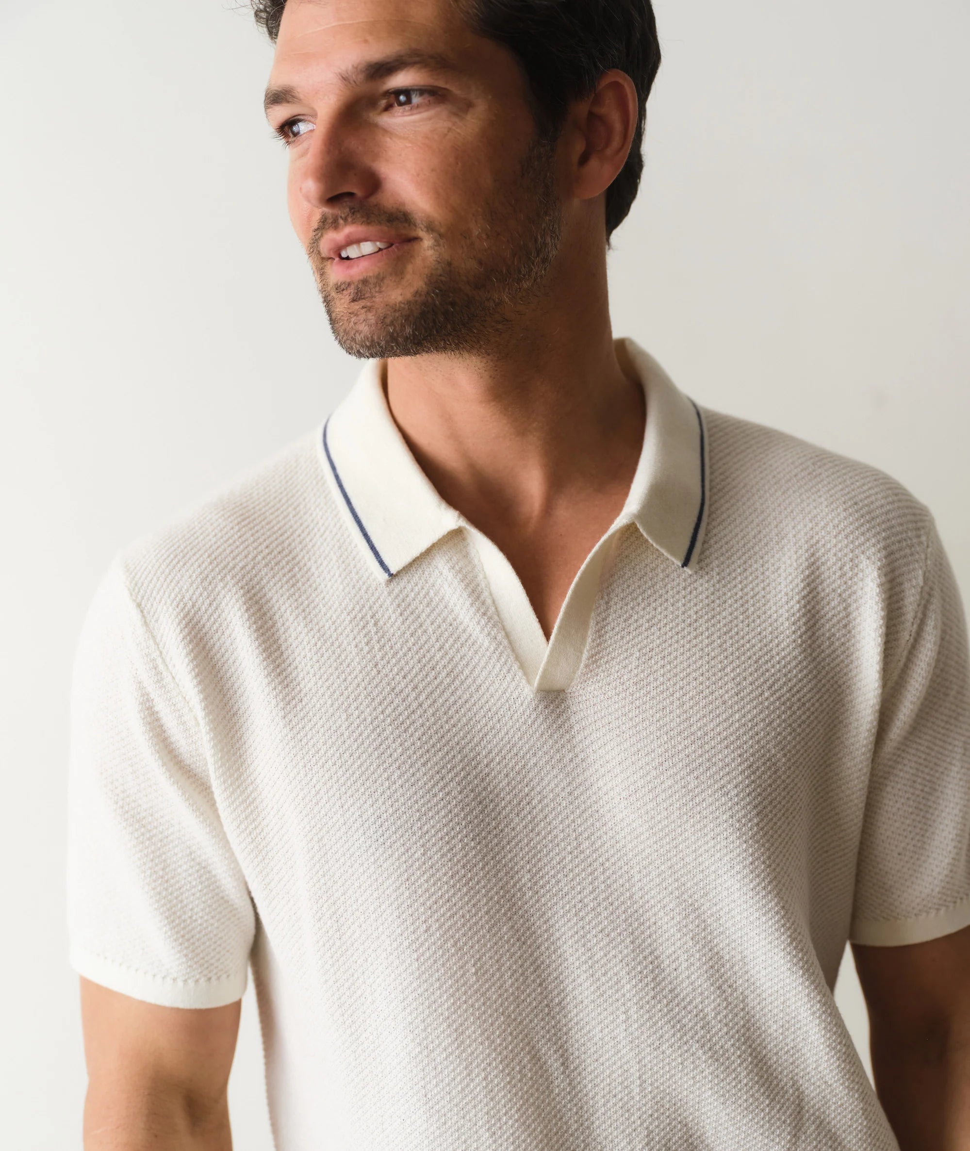 Greyson Sweater Polo - White