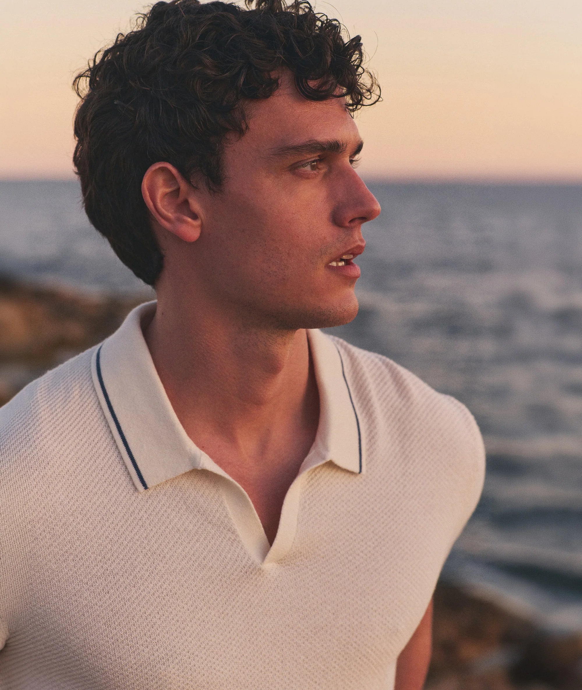 Greyson Sweater Polo - White