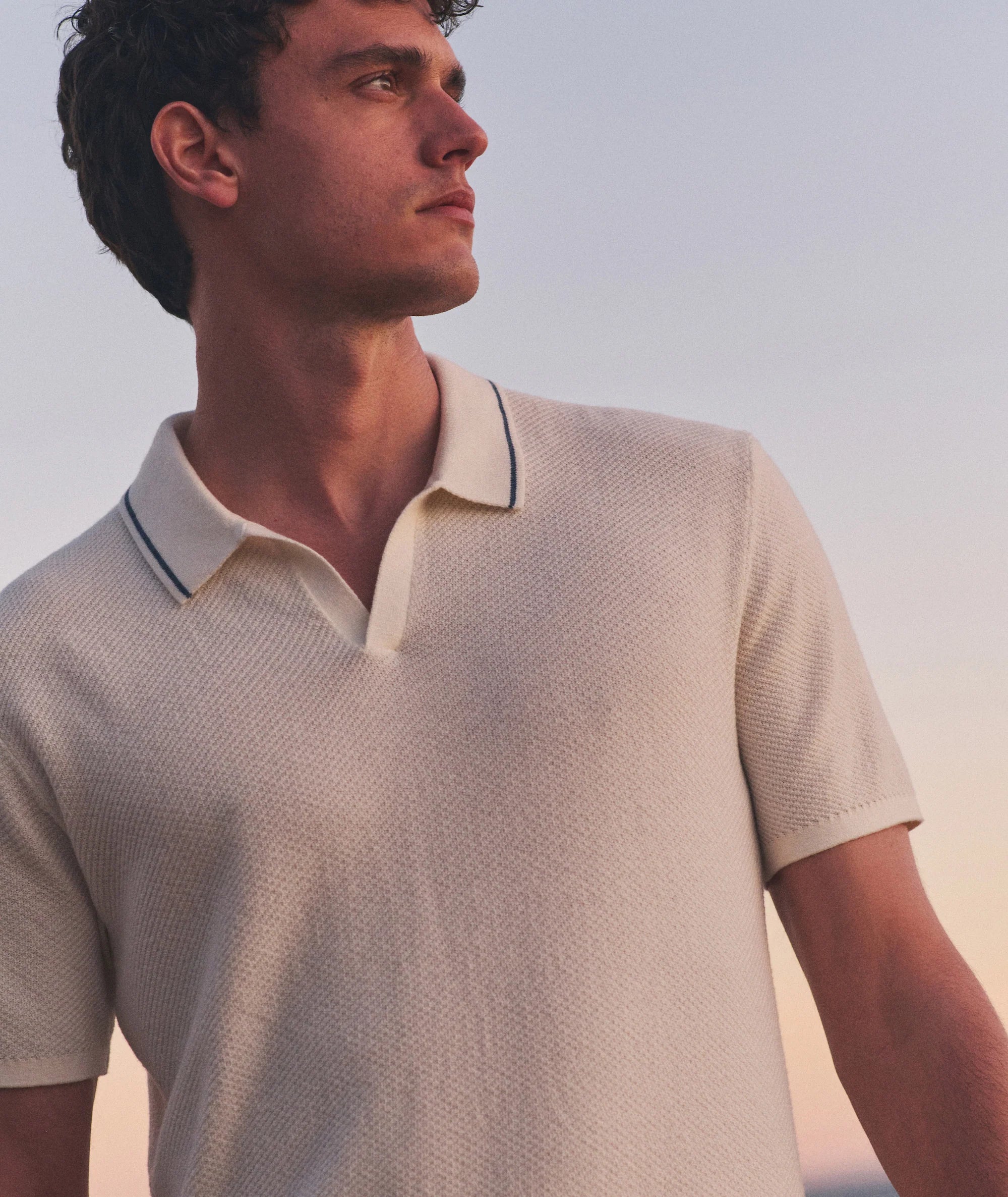 Greyson Sweater Polo - White