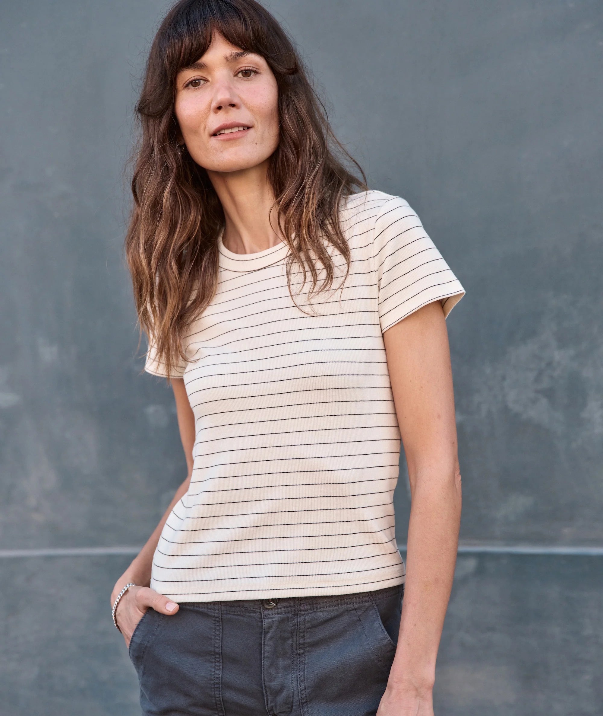 Sun-In Lexi Crew Tee - Black/White Stripe
