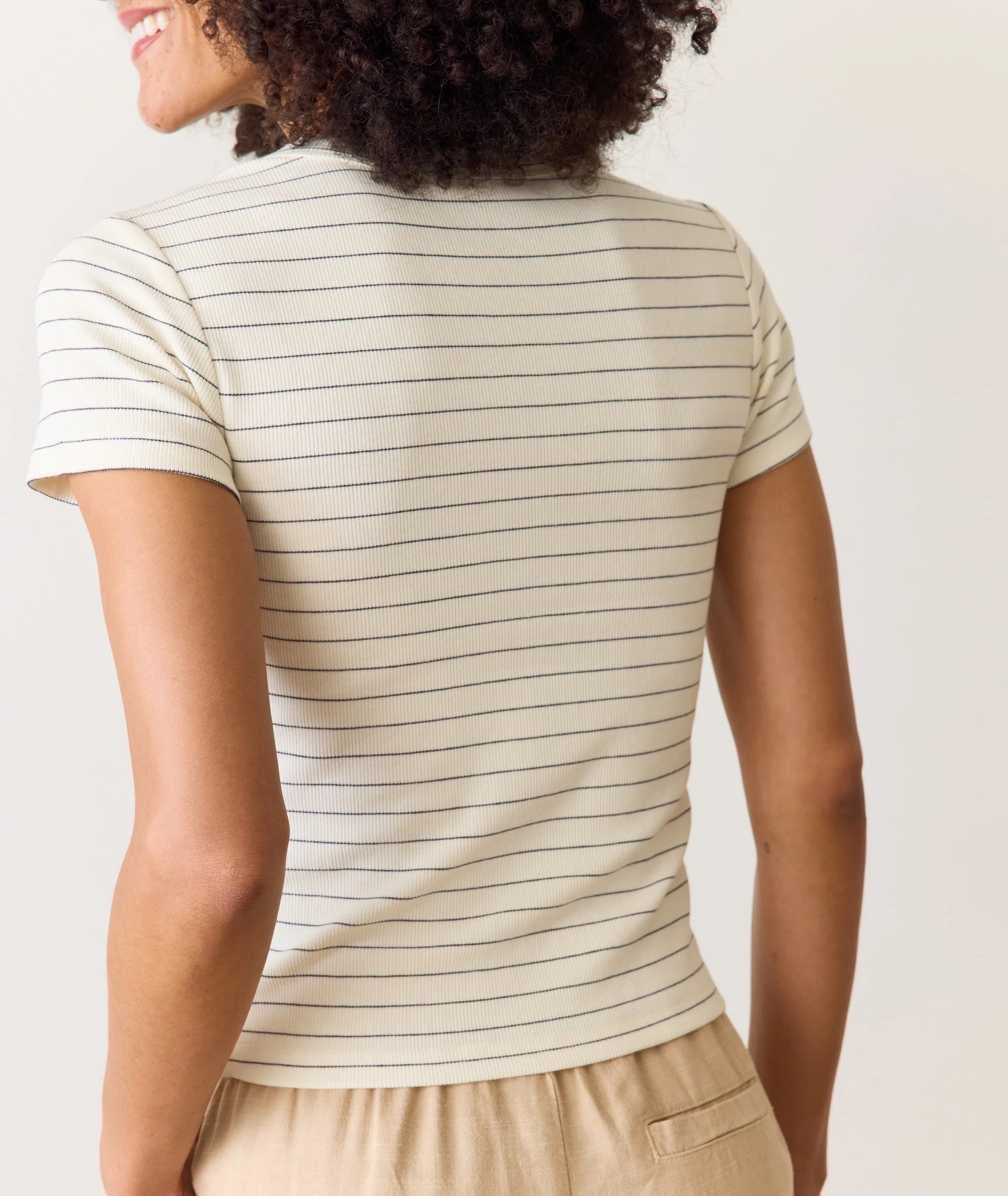 Sun-In Lexi Crew Tee - Black/White Stripe