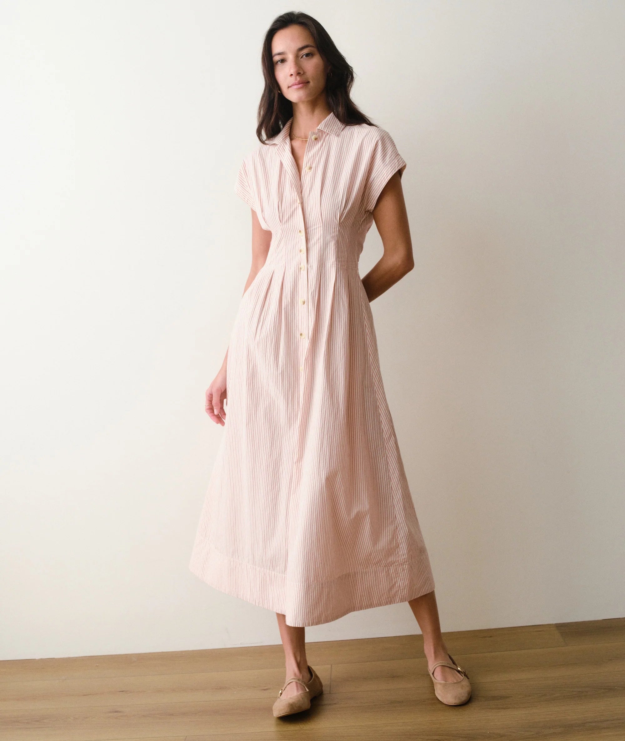 Arden Midi Shirt Dress - Rust/White Stripe