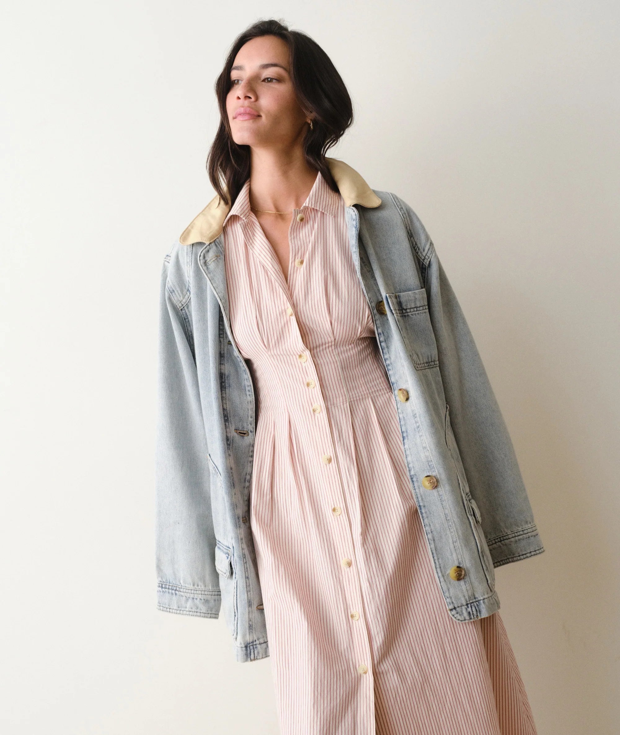 Arden Midi Shirt Dress - Rust/White Stripe