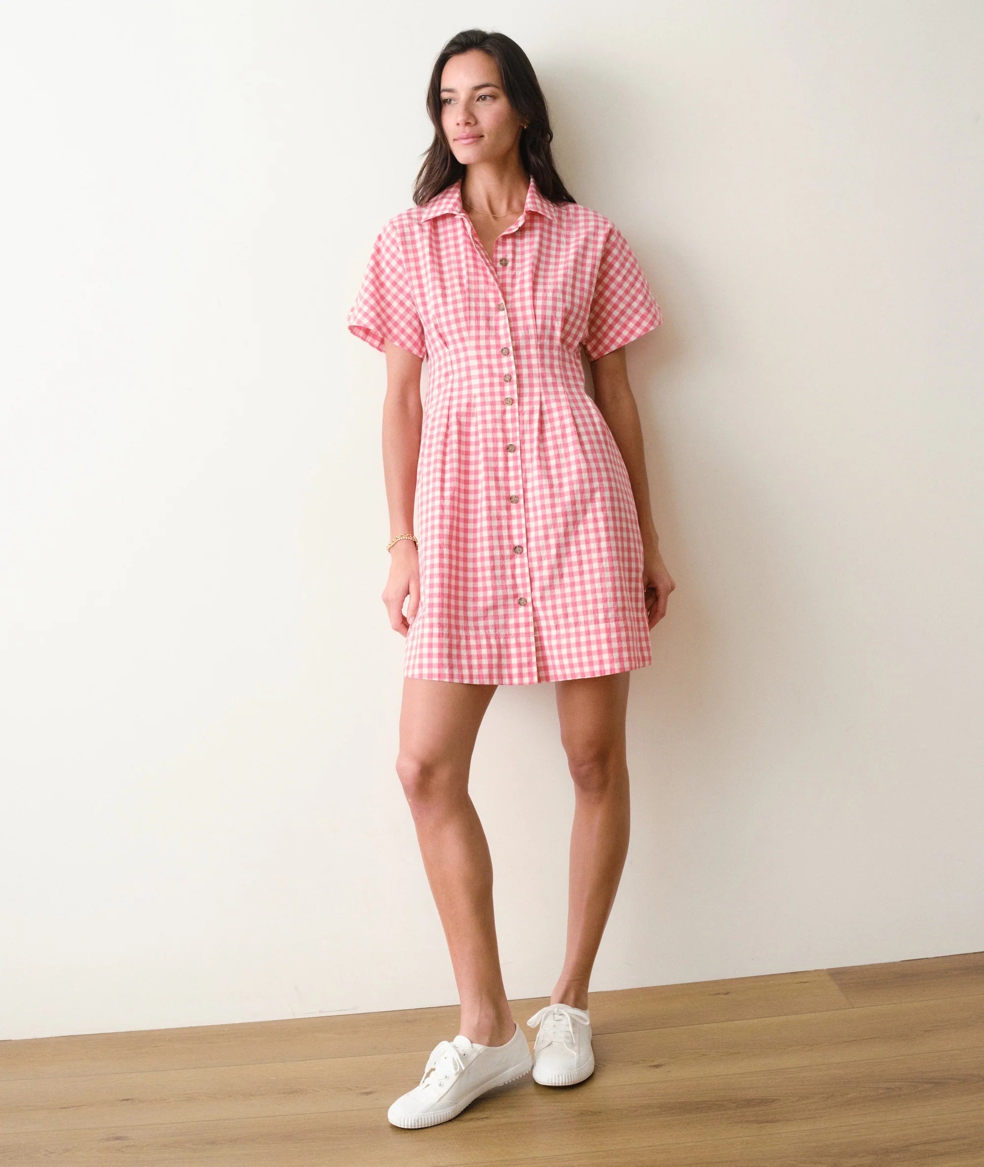 Arden Mini Shirt Dress - Cherry Gingham