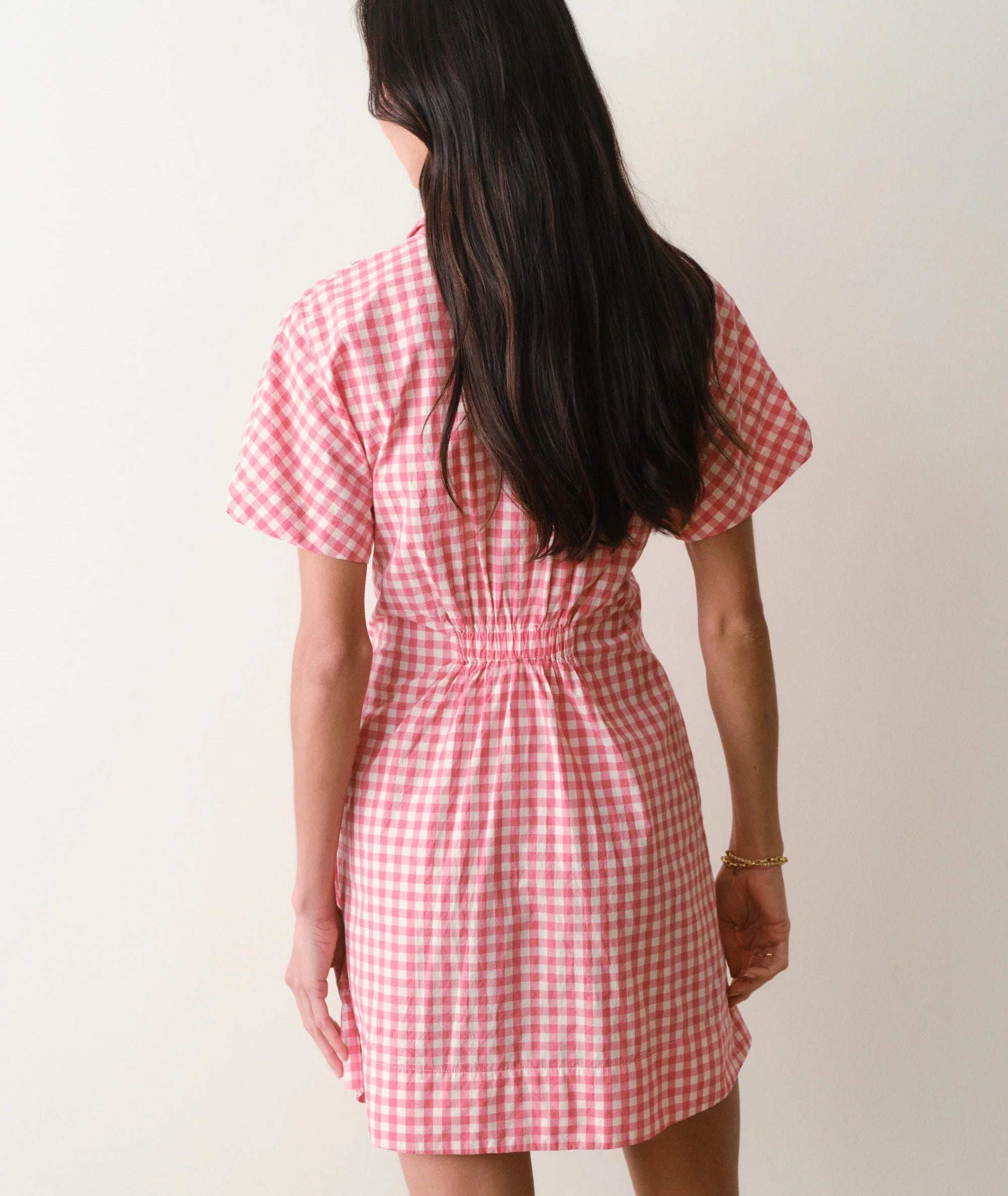 Arden Mini Shirt Dress - Cherry Gingham