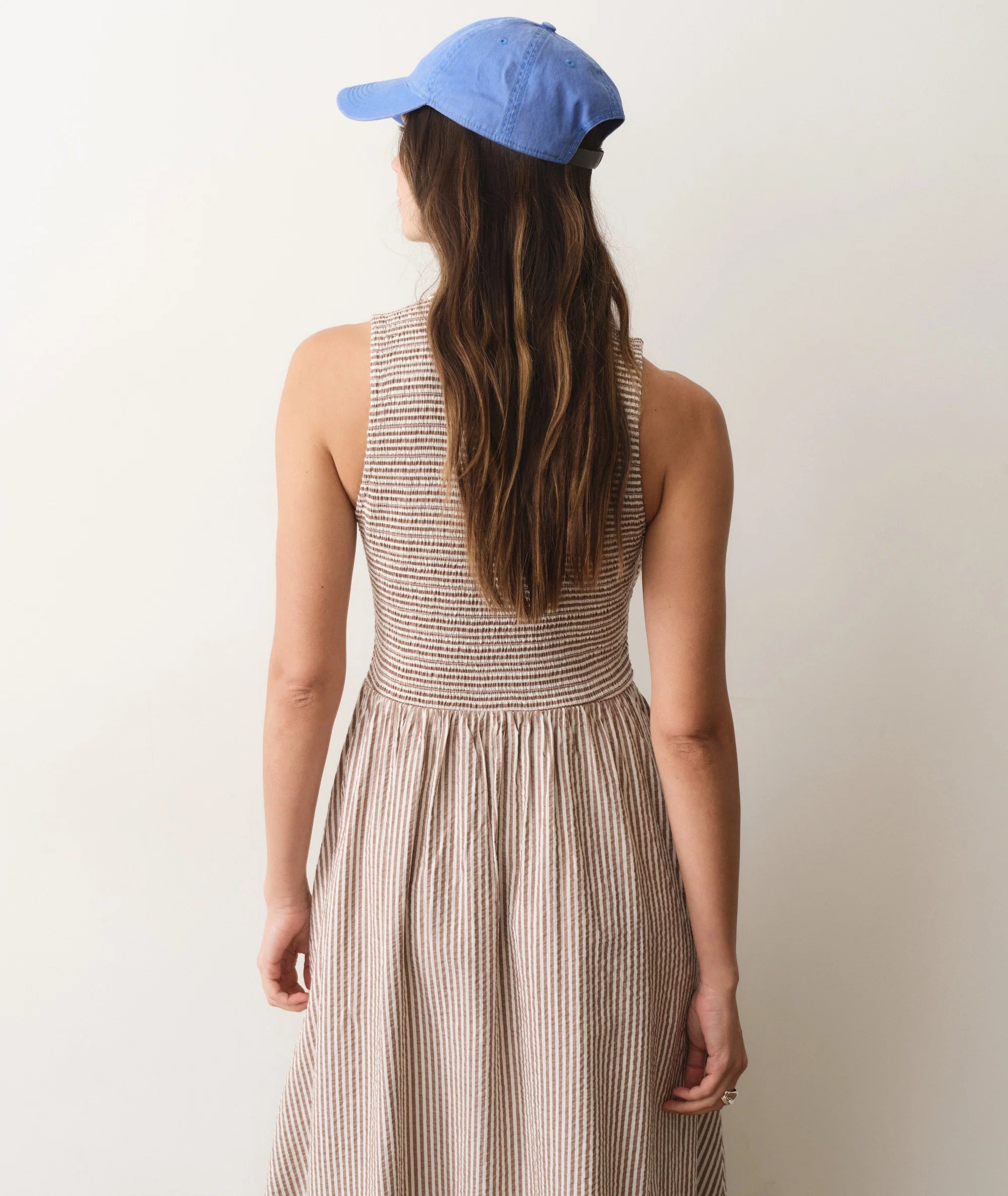 Darcy Seersucker Maxi Dress - Mocha Stripe