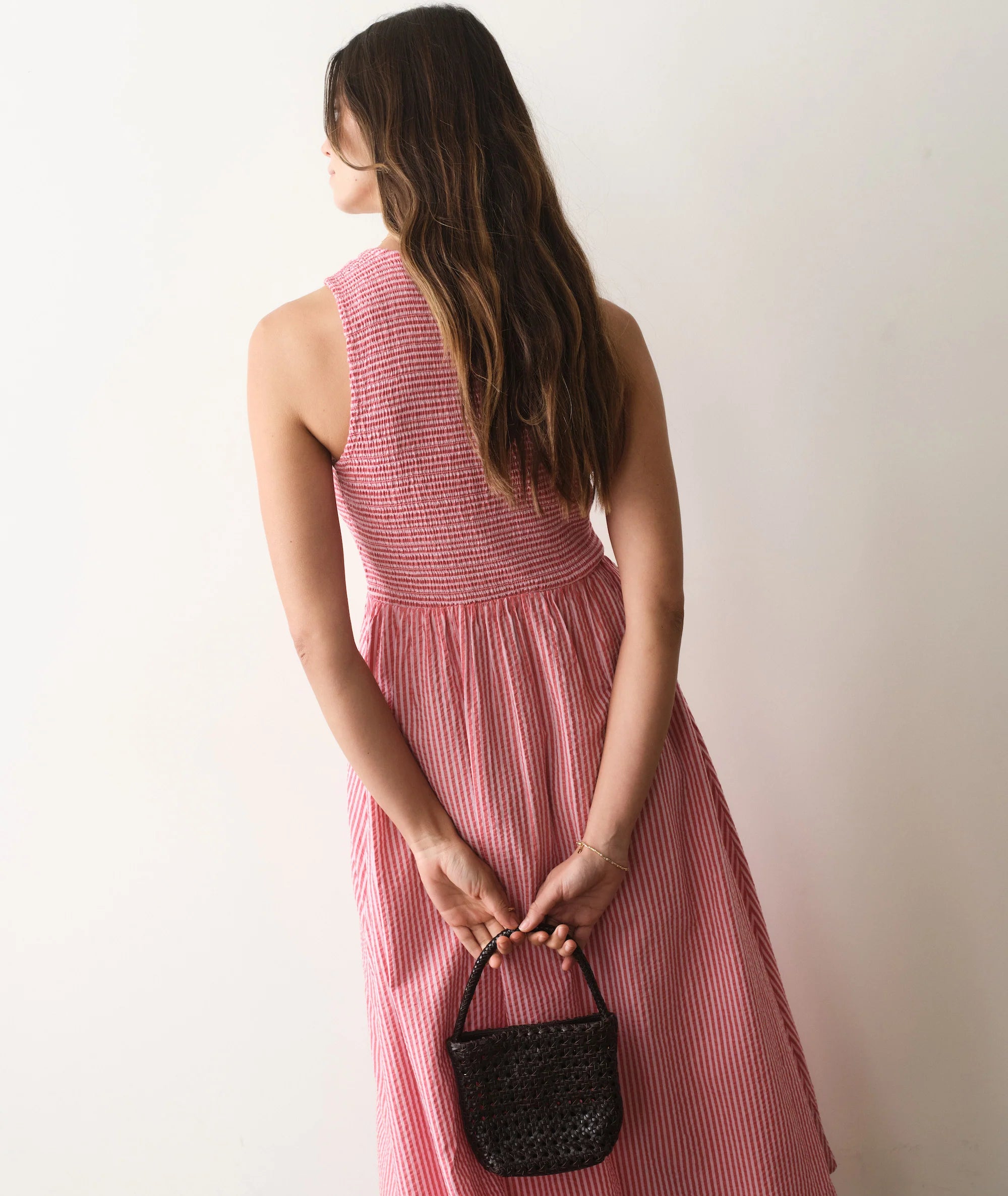 Darcy Seersucker Maxi Dress - Pink Stripe