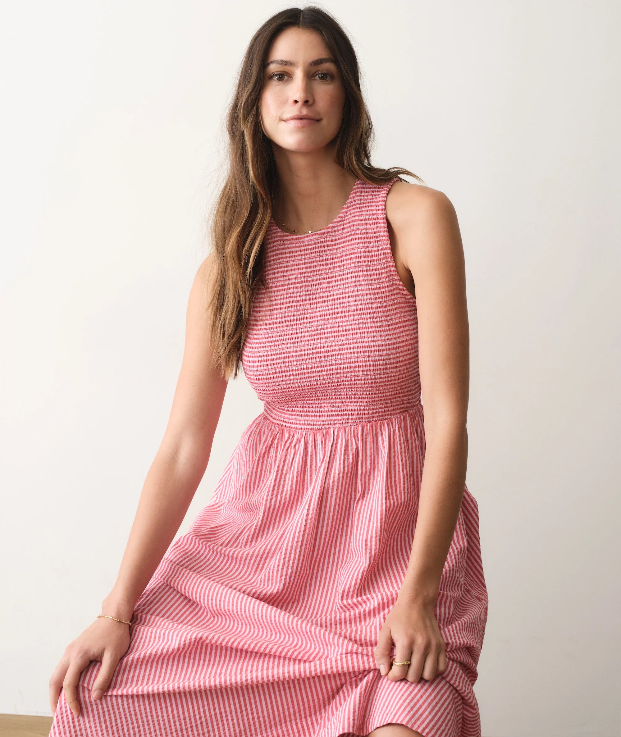 Darcy Seersucker Maxi Dress - Pink Stripe