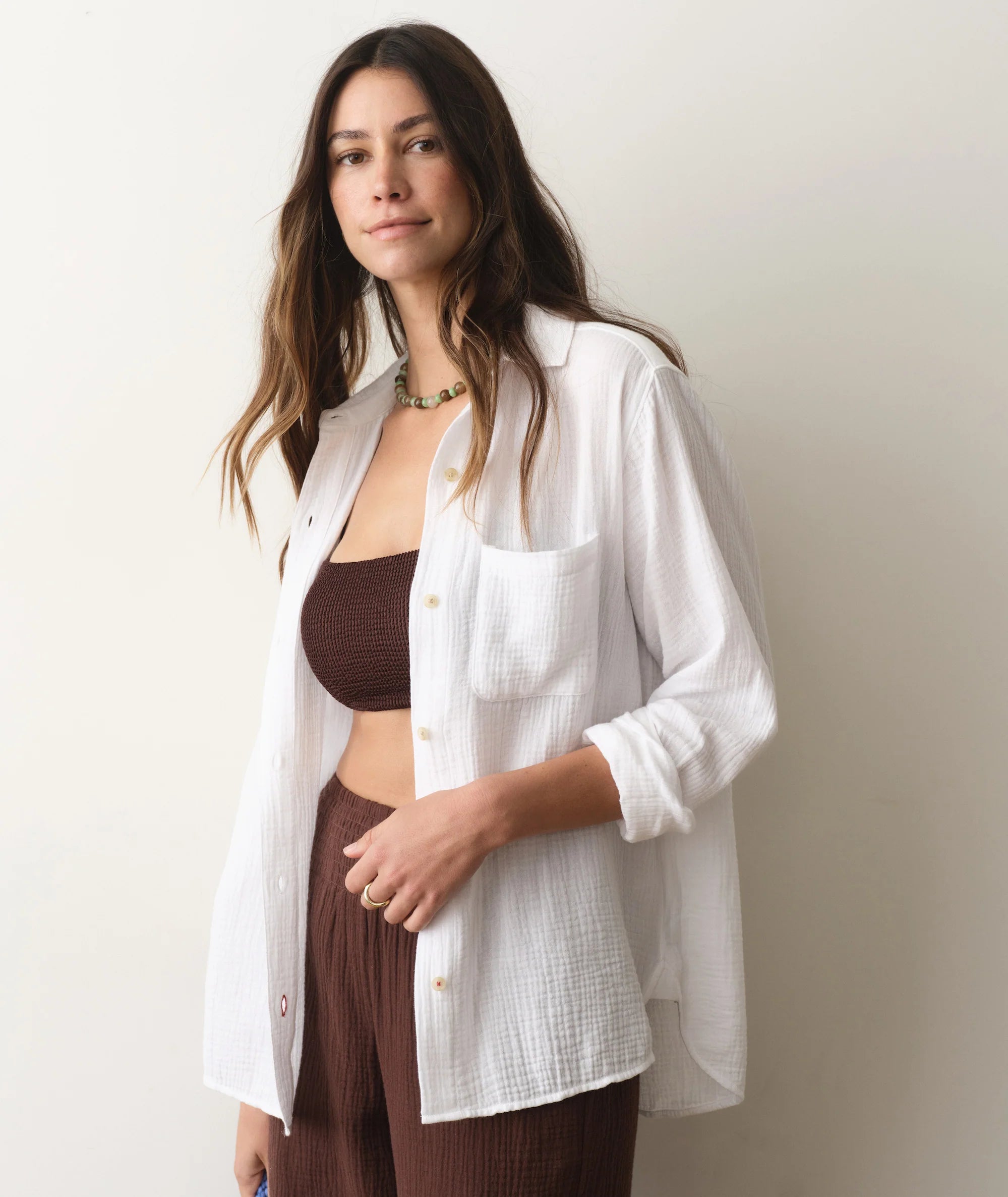 Jane Relaxed Double Cloth Shirt - White