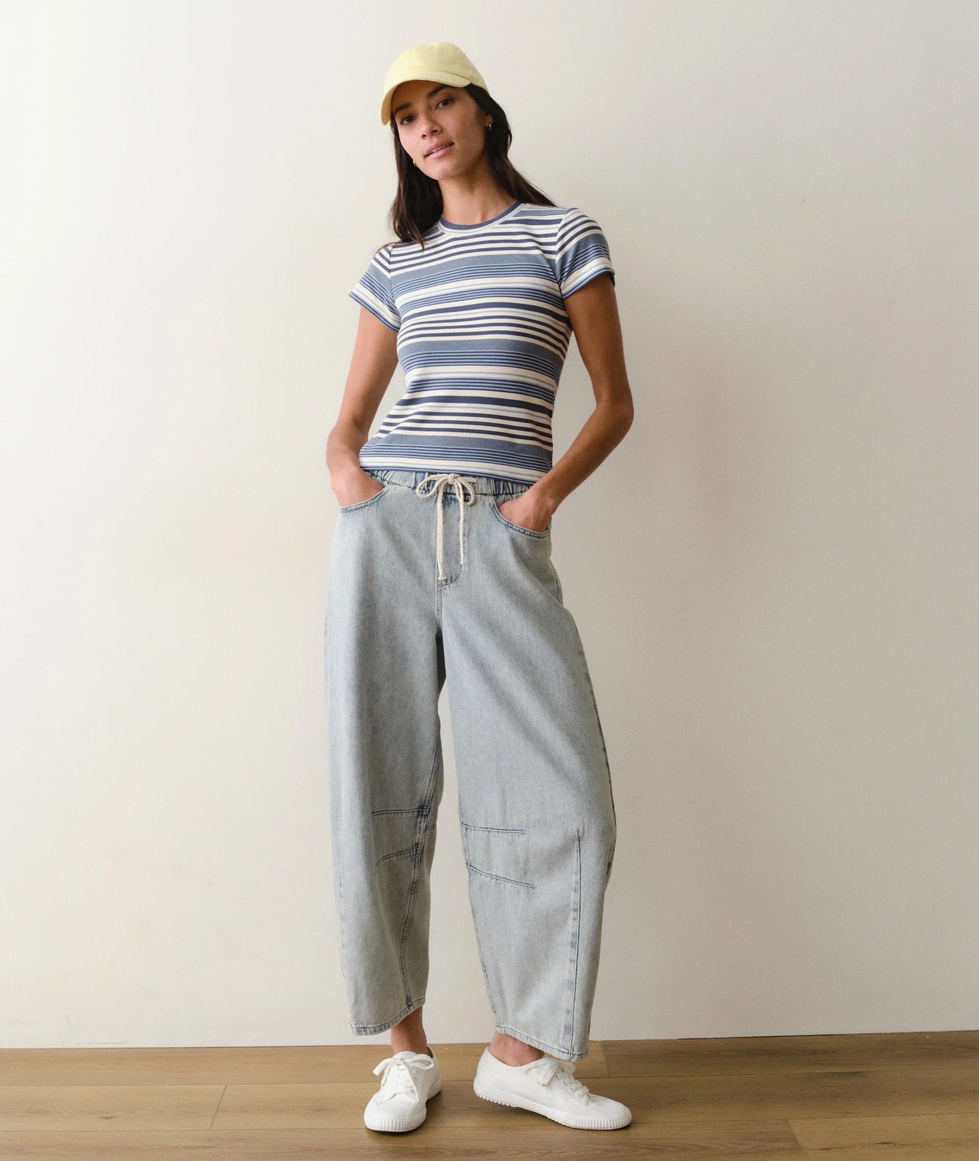 Lexi Rib Sun-In Crew Tee - Blue Stripe
