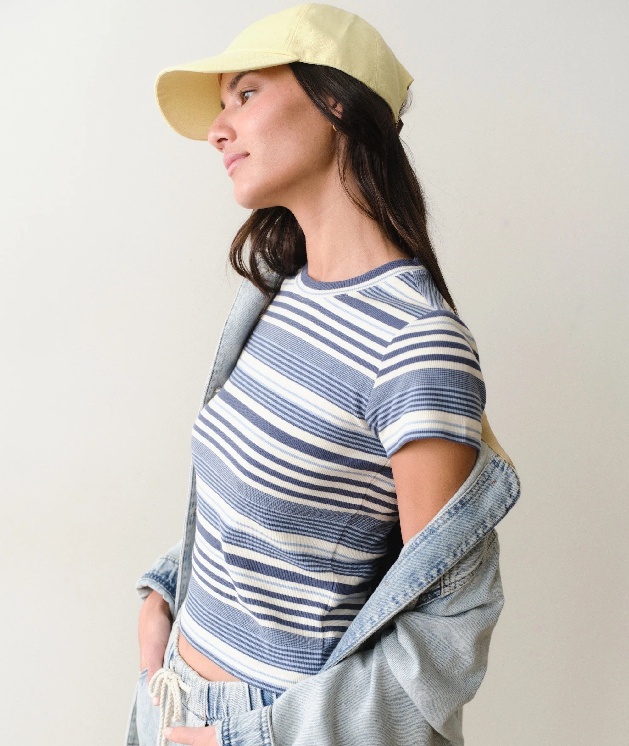 Lexi Rib Sun-In Crew Tee - Blue Stripe
