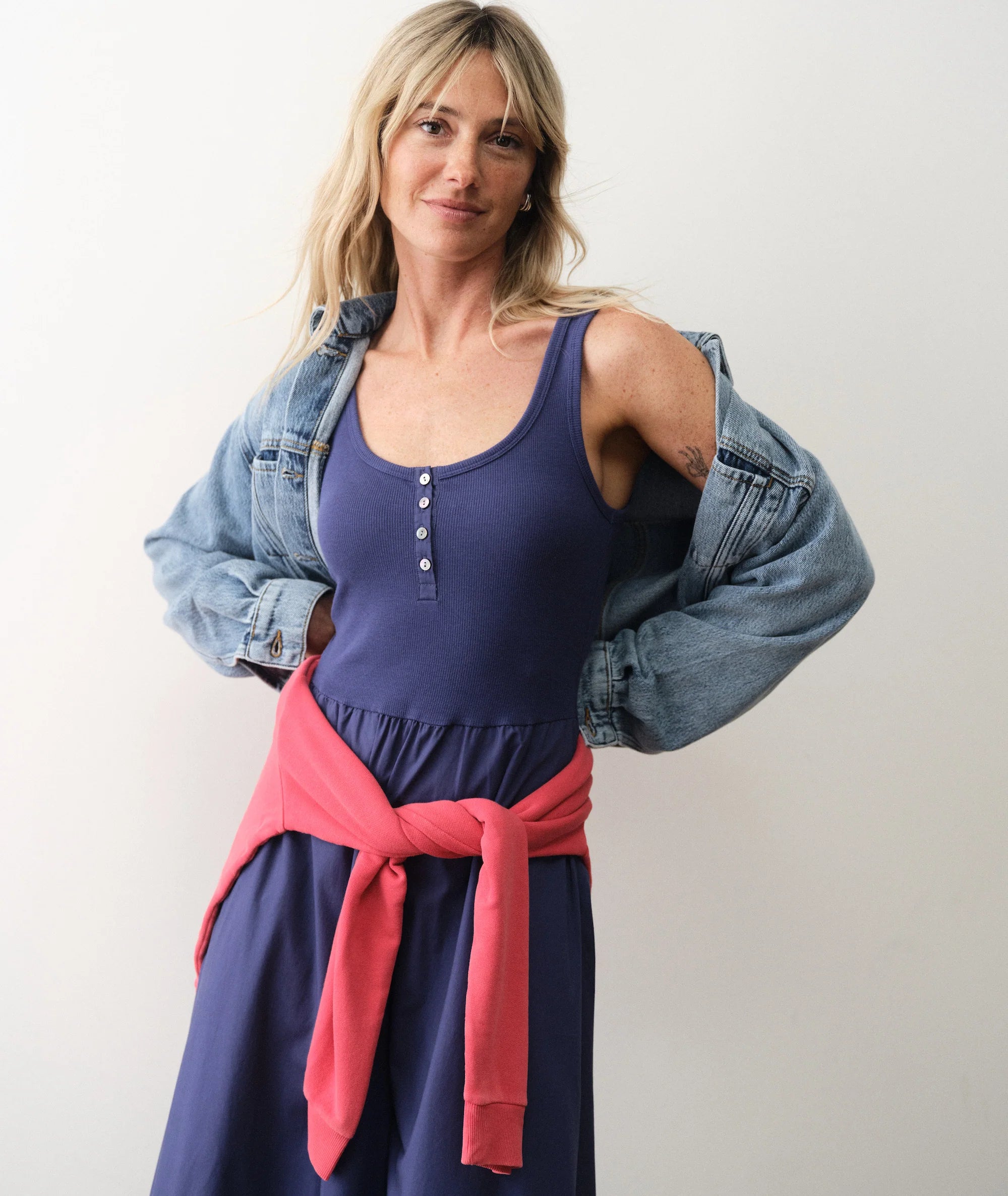 Lexi Rib Split Dress - Navy