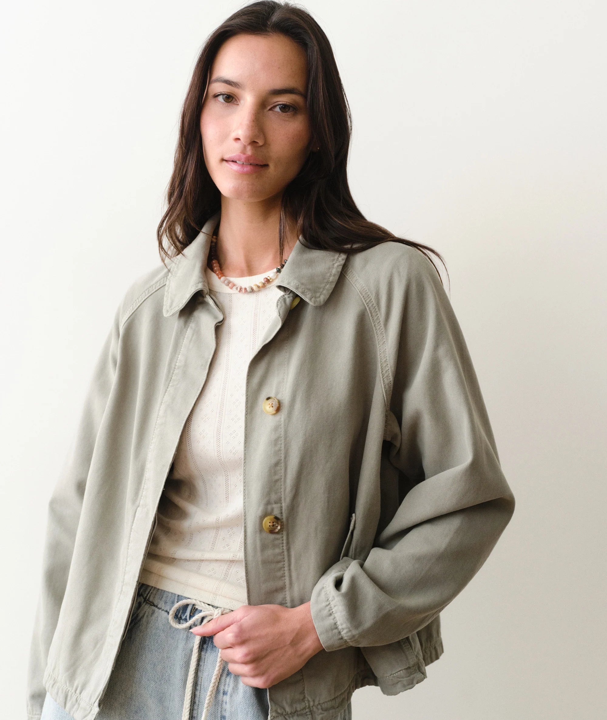 Olivia Cropped Trench - Sage
