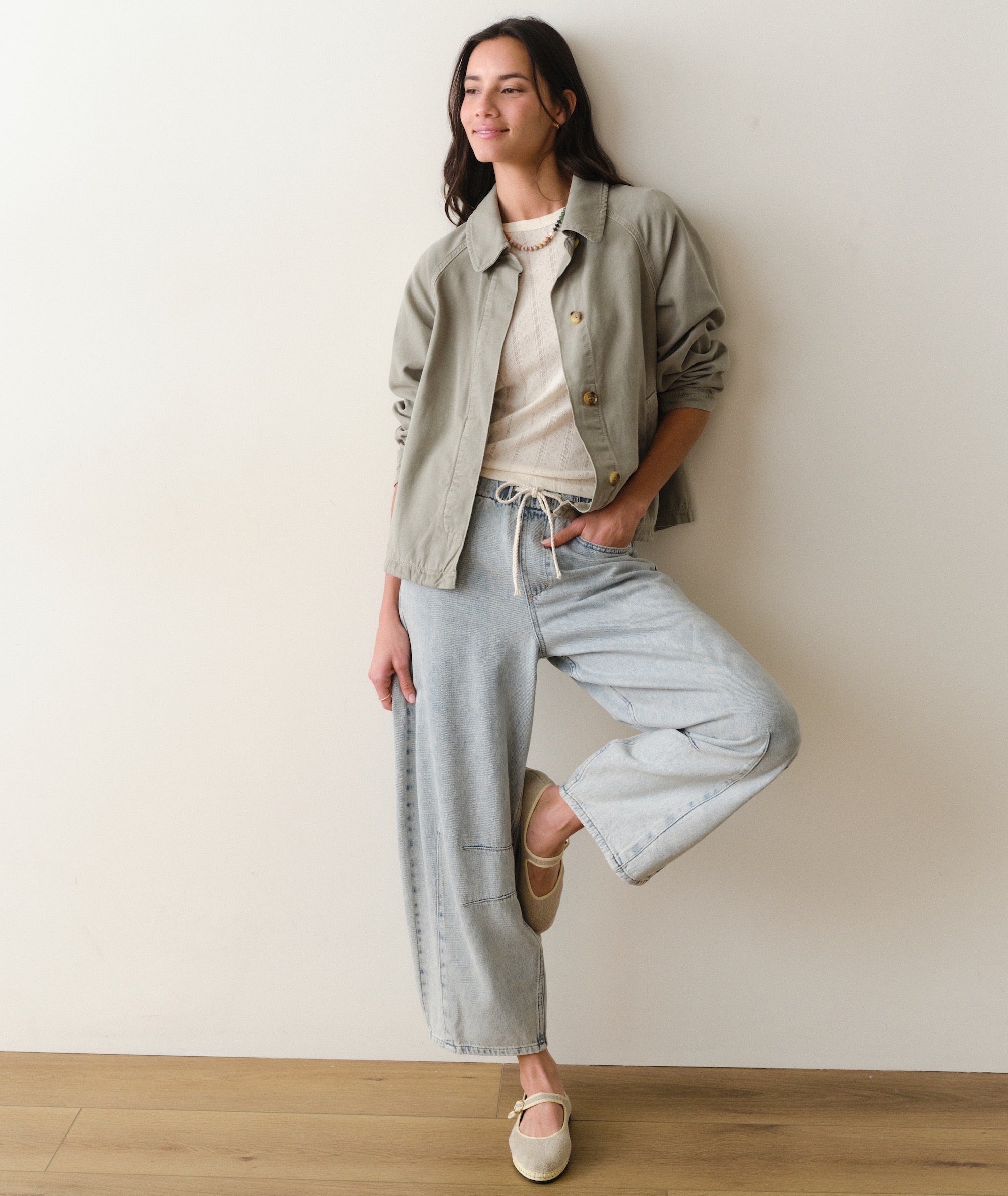 Olivia Cropped Trench - Sage