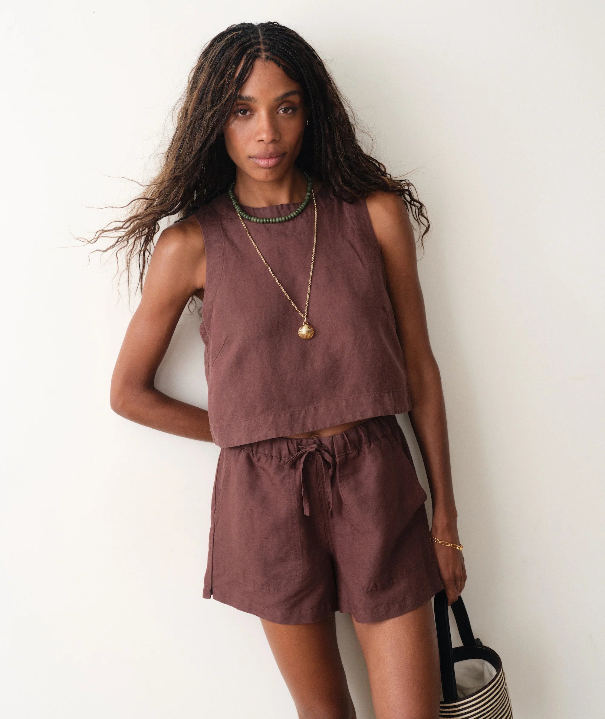 Linen Drawstring Short - Chocolate