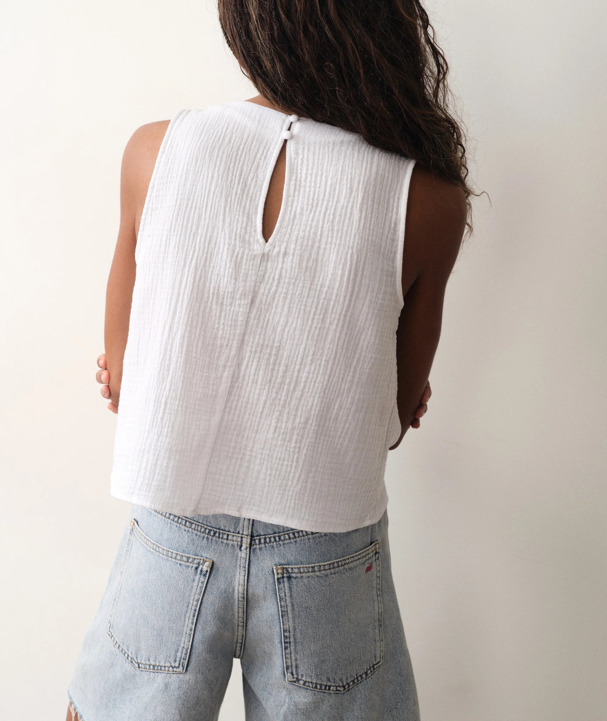 Serena High Neck Tank - White