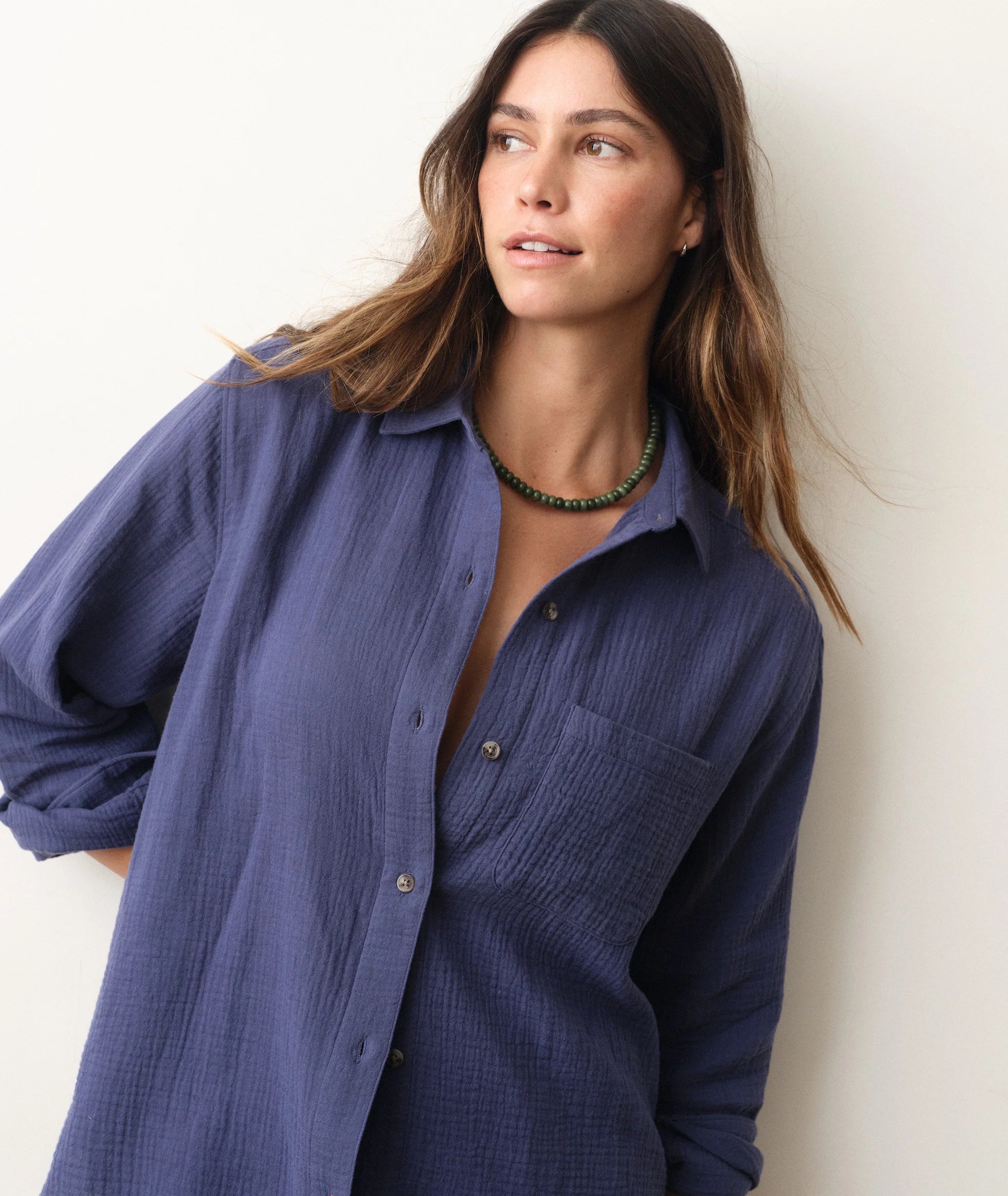Jane Relaxed Double Cloth Shirt - Bay Blue