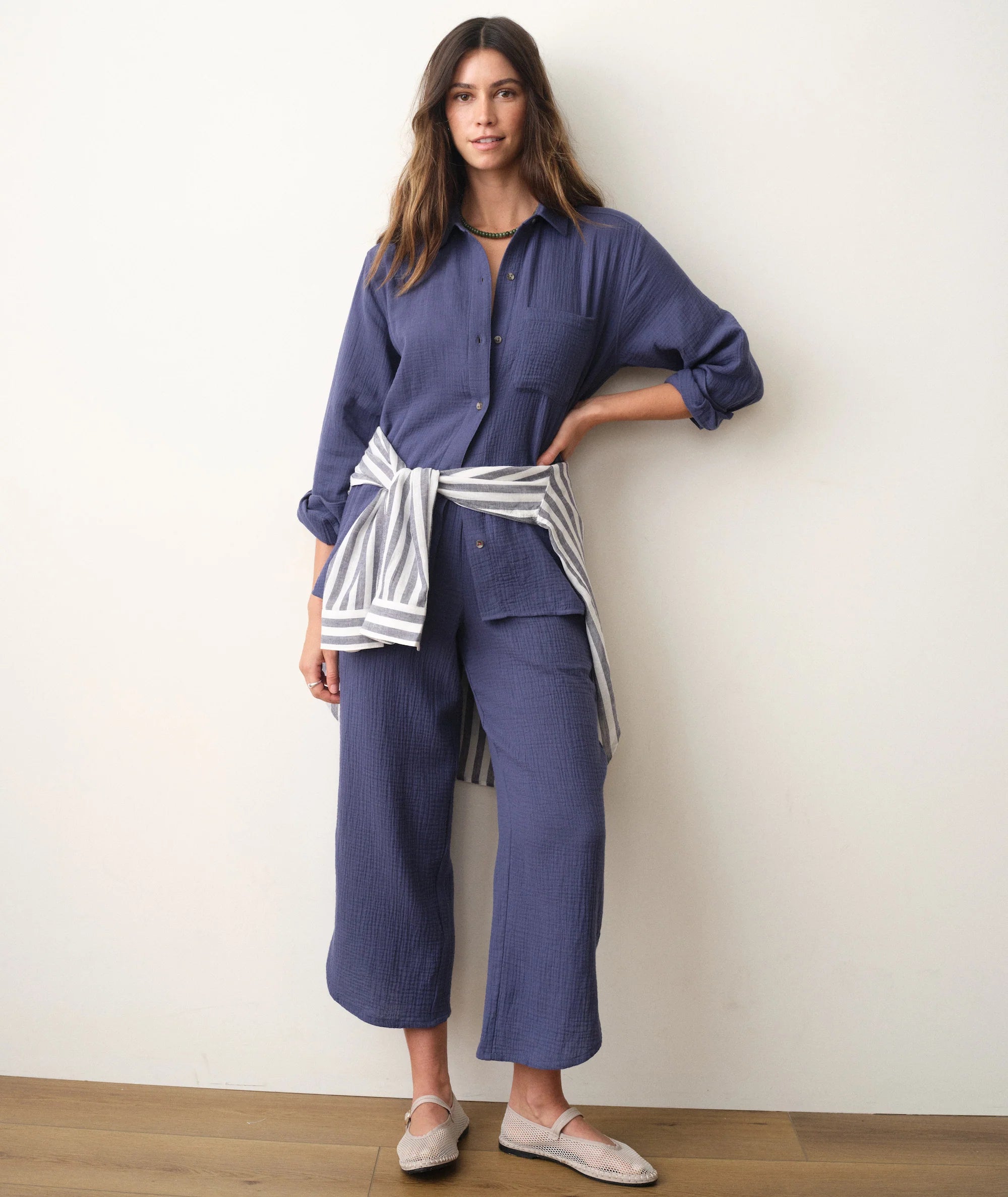 Jane Relaxed Double Cloth Shirt - Bay Blue