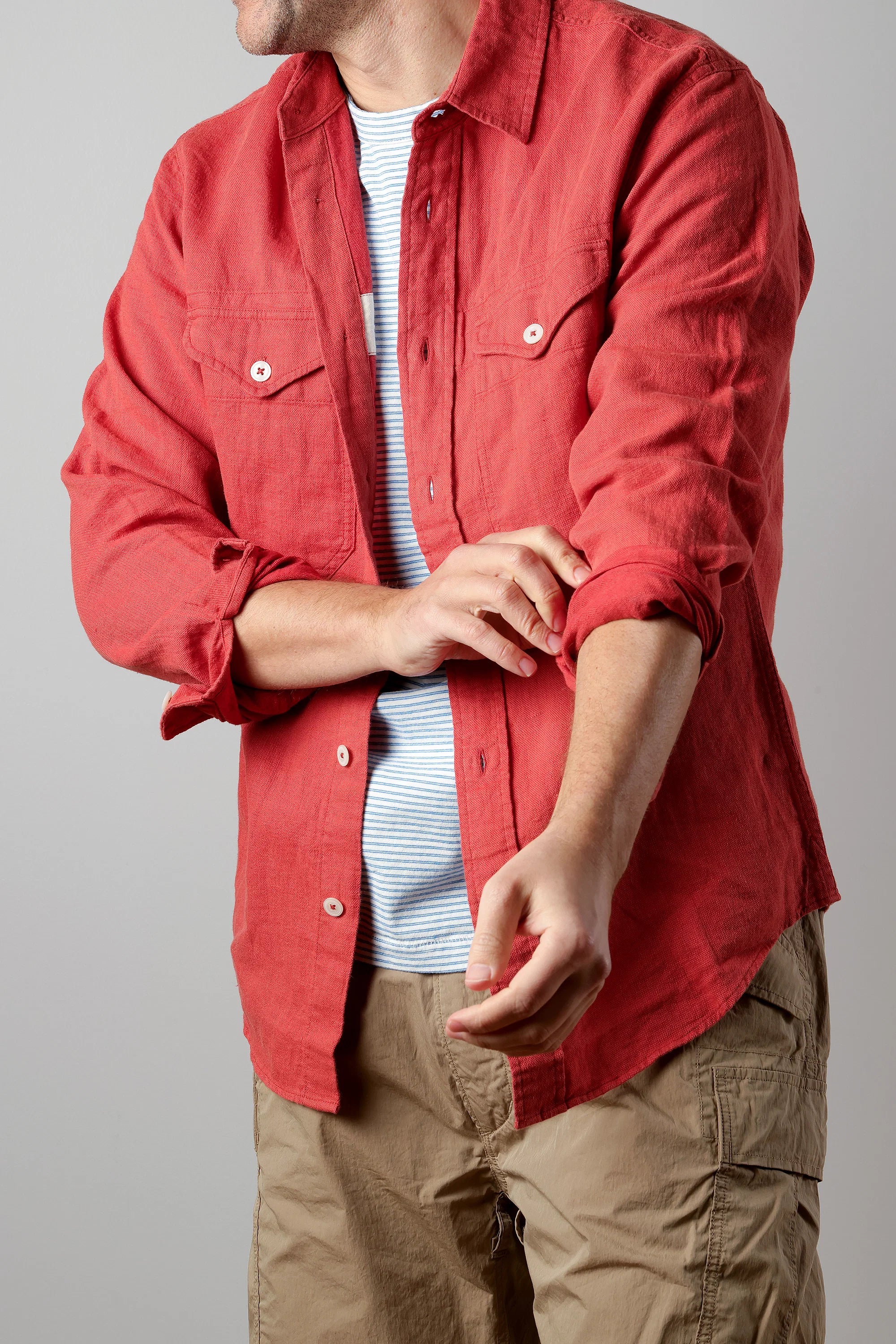 Slub Linen Workshirt - Bone