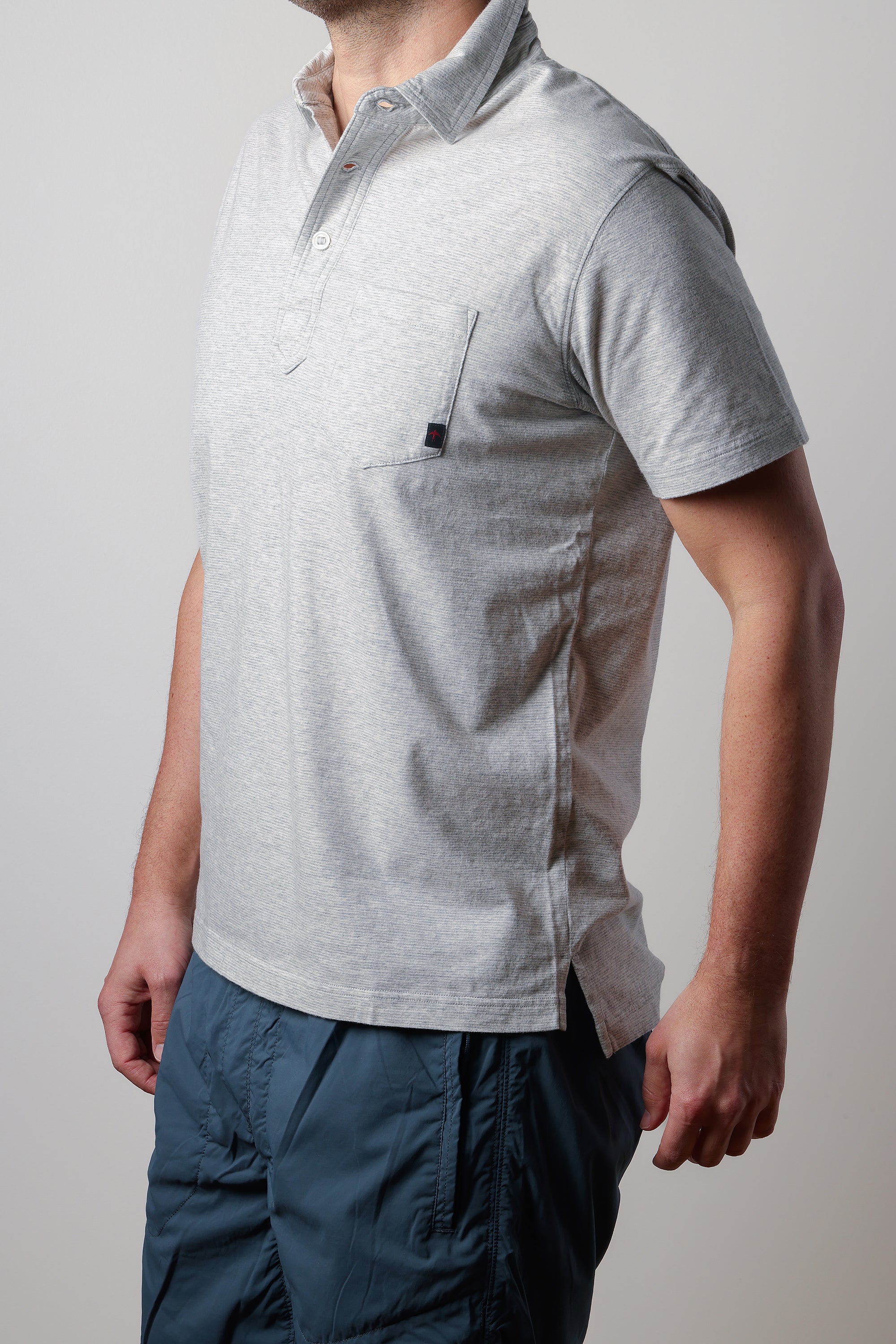 Fineline Jersey Polo - Dark Grey/White