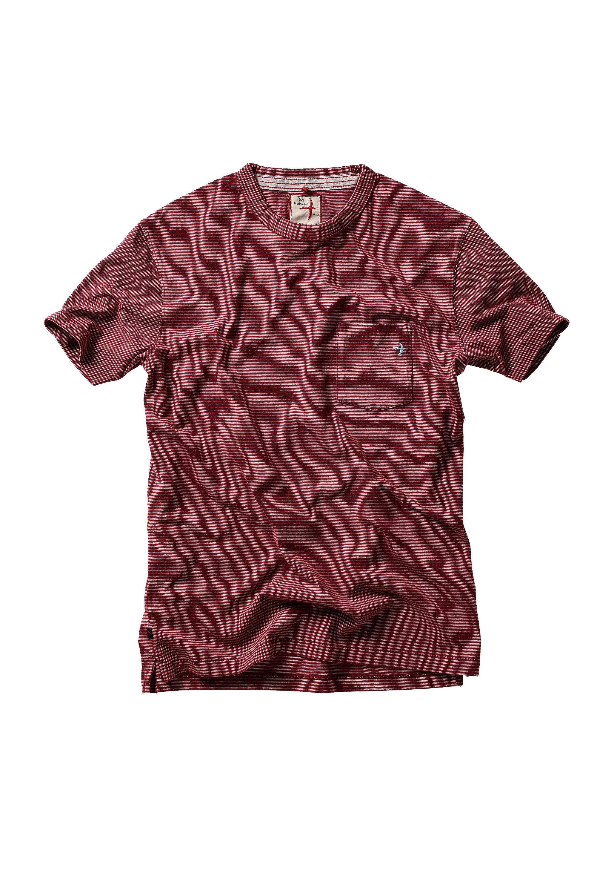 Dbl Feedstripe Tee - Burgundy/White